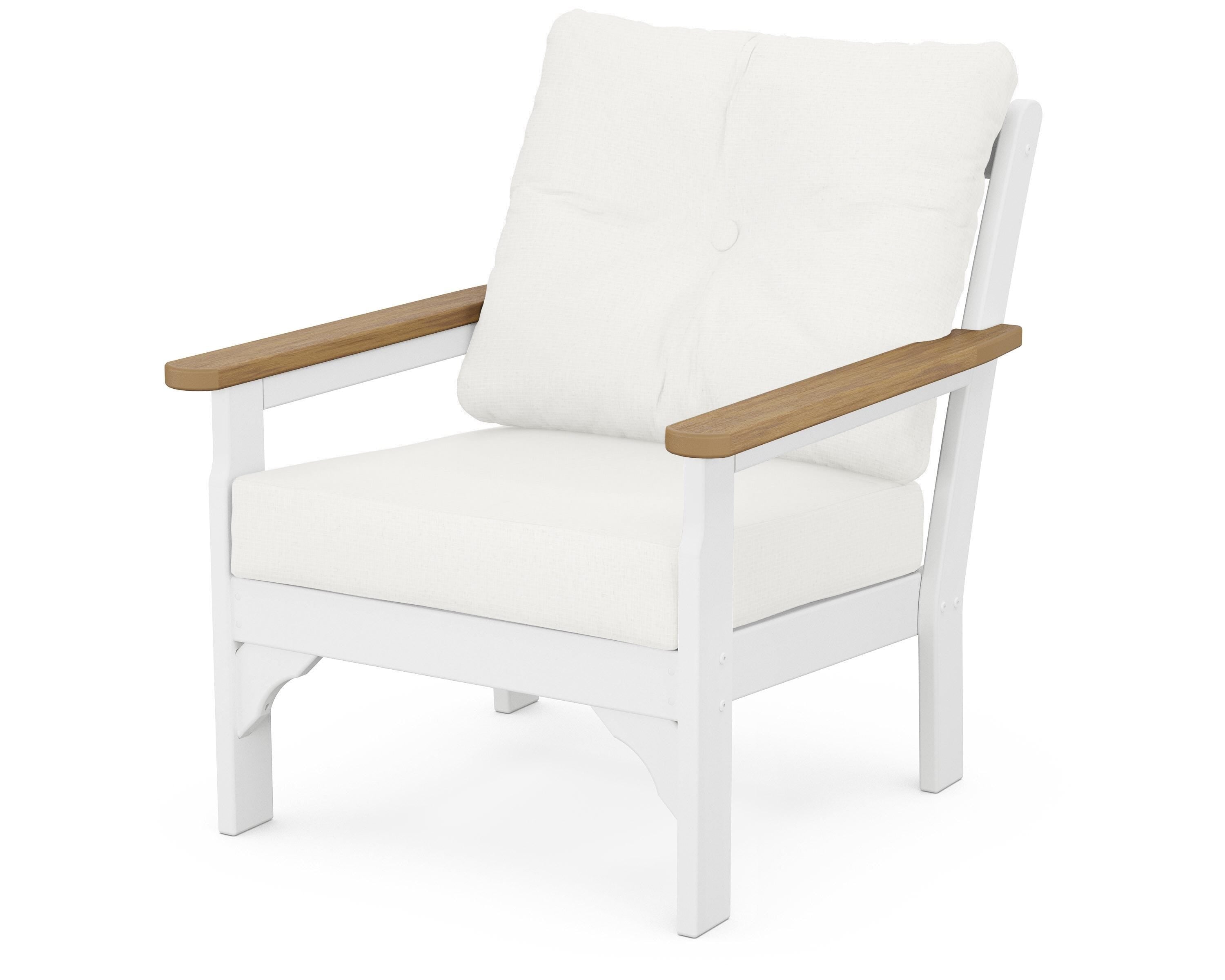 POLYWOOD® Vineyard Deep Seating Chair in White / Natural / Natural Linen