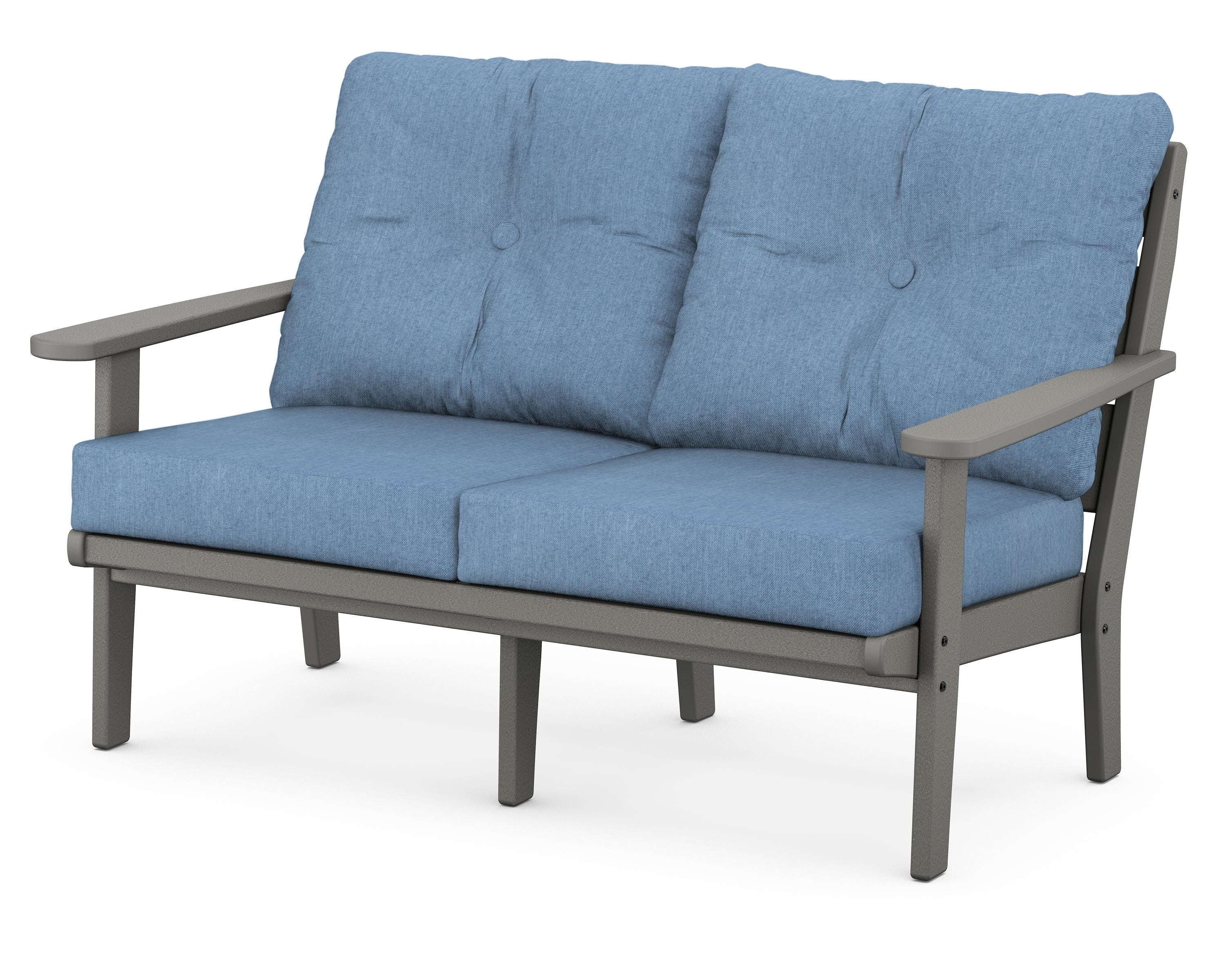 POLYWOOD® Lakeside Deep Seating Loveseat in Slate Grey / Sky Blue