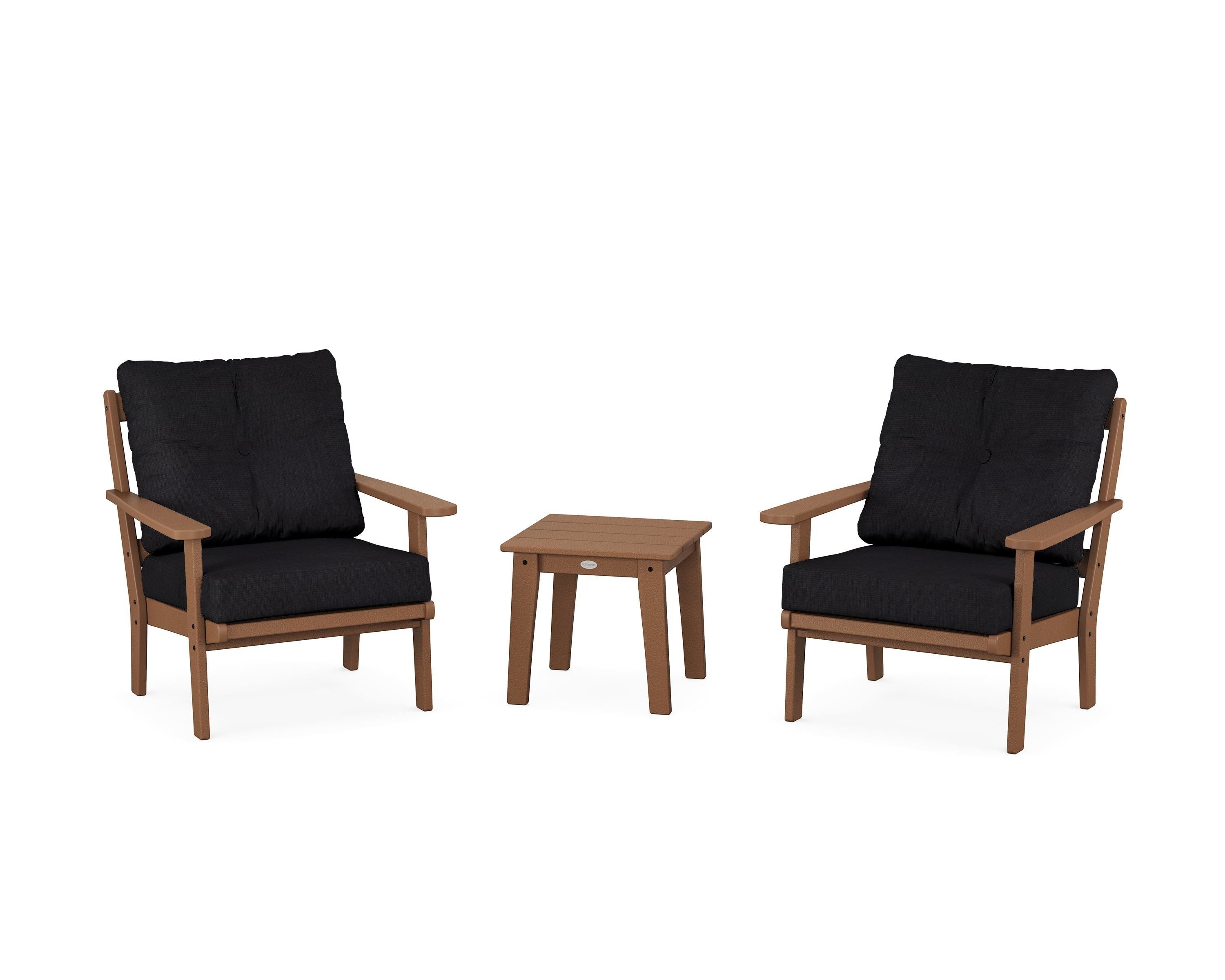 POLYWOOD® Mission 3-Piece Deep Seating Set in Teak / Midnight Linen