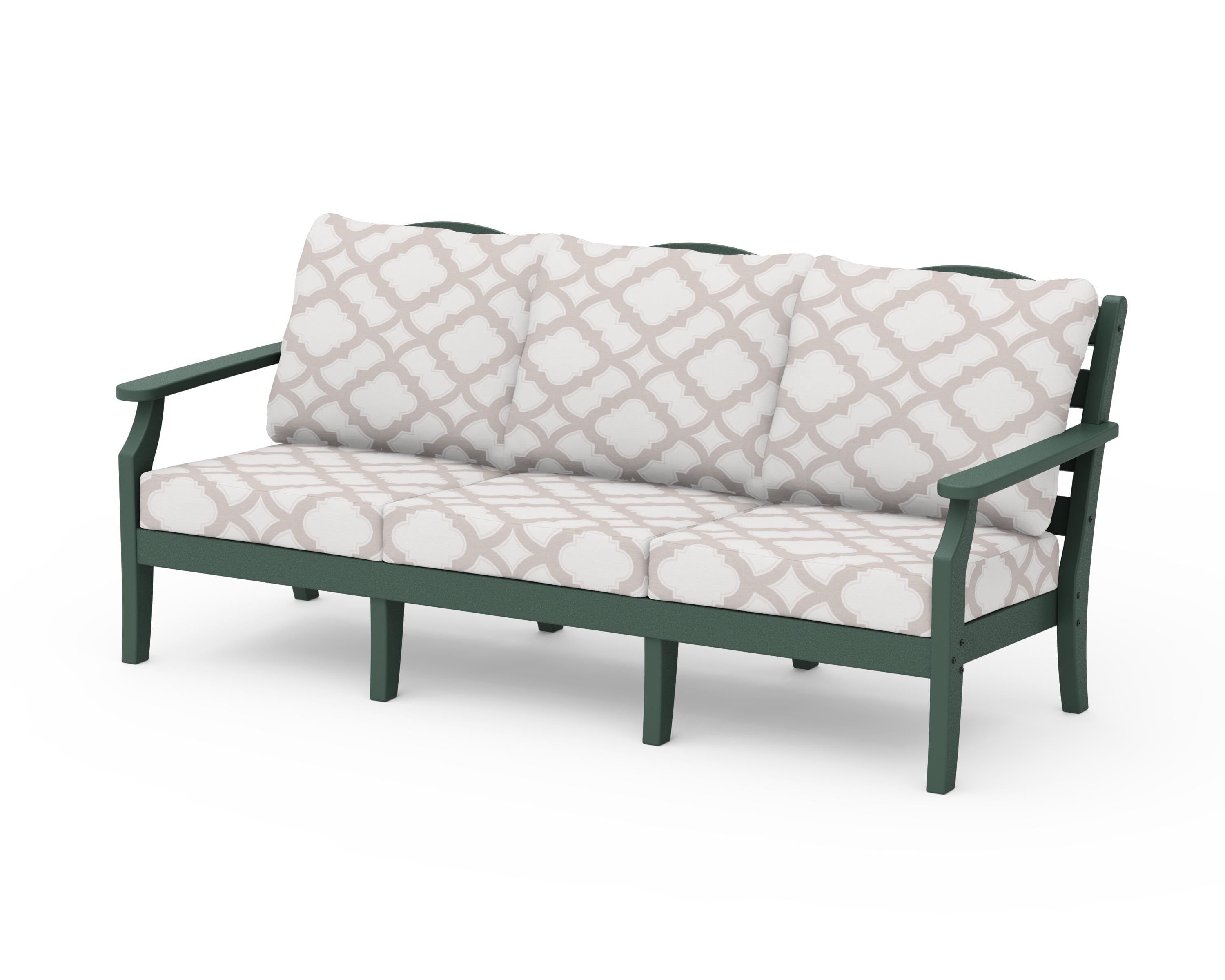 Draper James™ by POLYWOOD® Savannah Deep Seating Sofa in Green / Trellis Dune Burlap