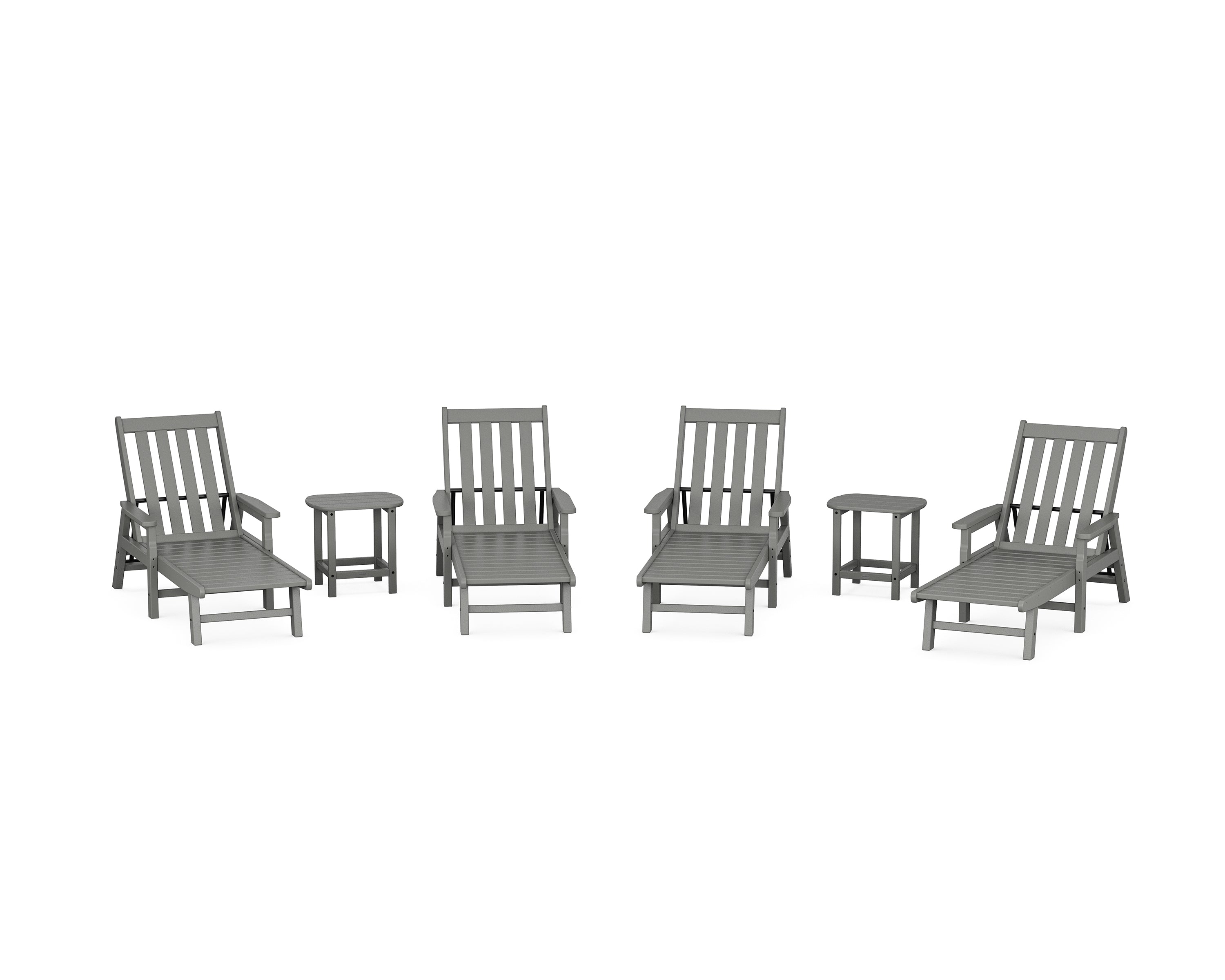 POLYWOOD® Vineyard 6-Piece Chaise with Arms Set in Slate Grey