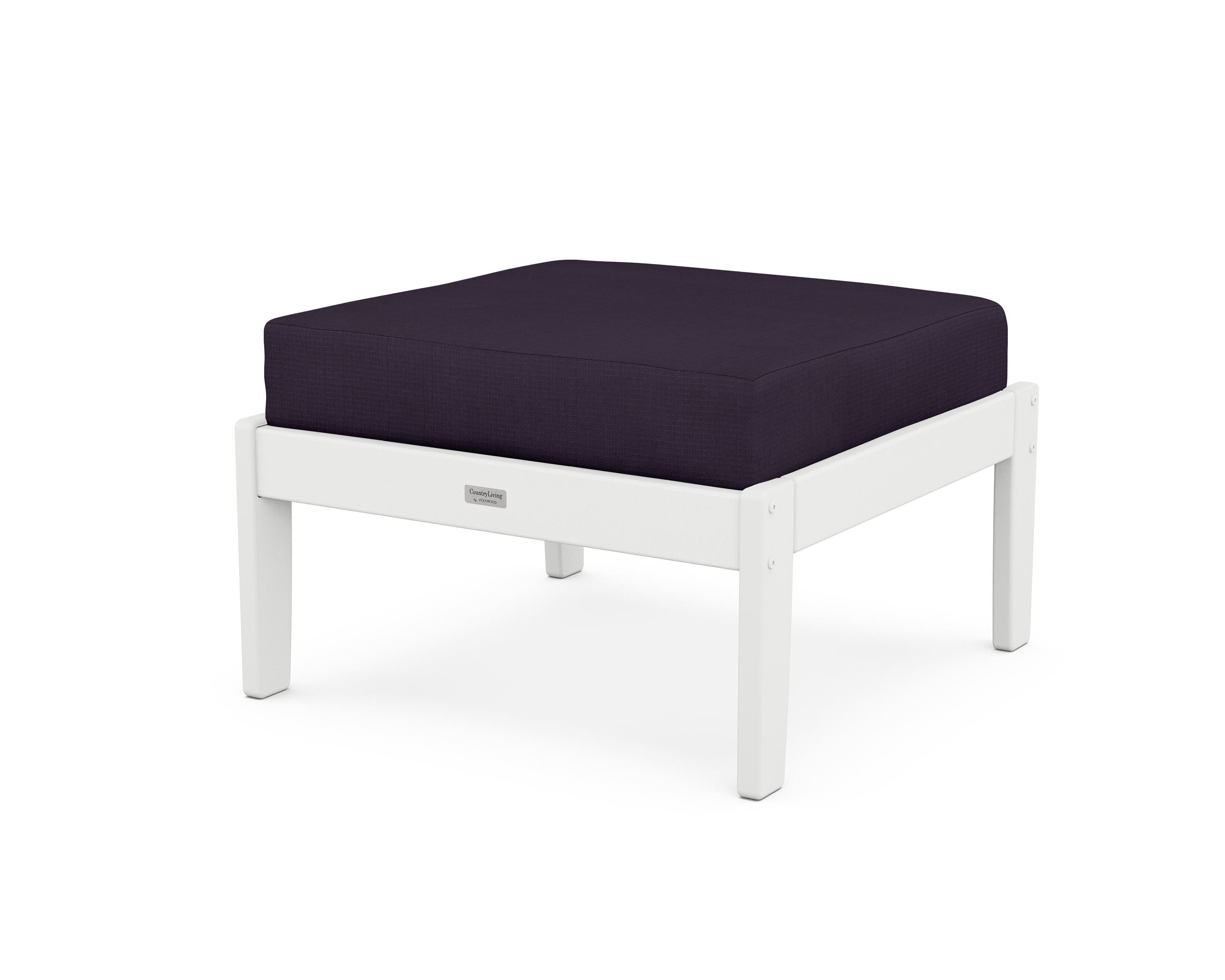 Country Living Cottage Deep Seating Ottoman in White / Navy Linen