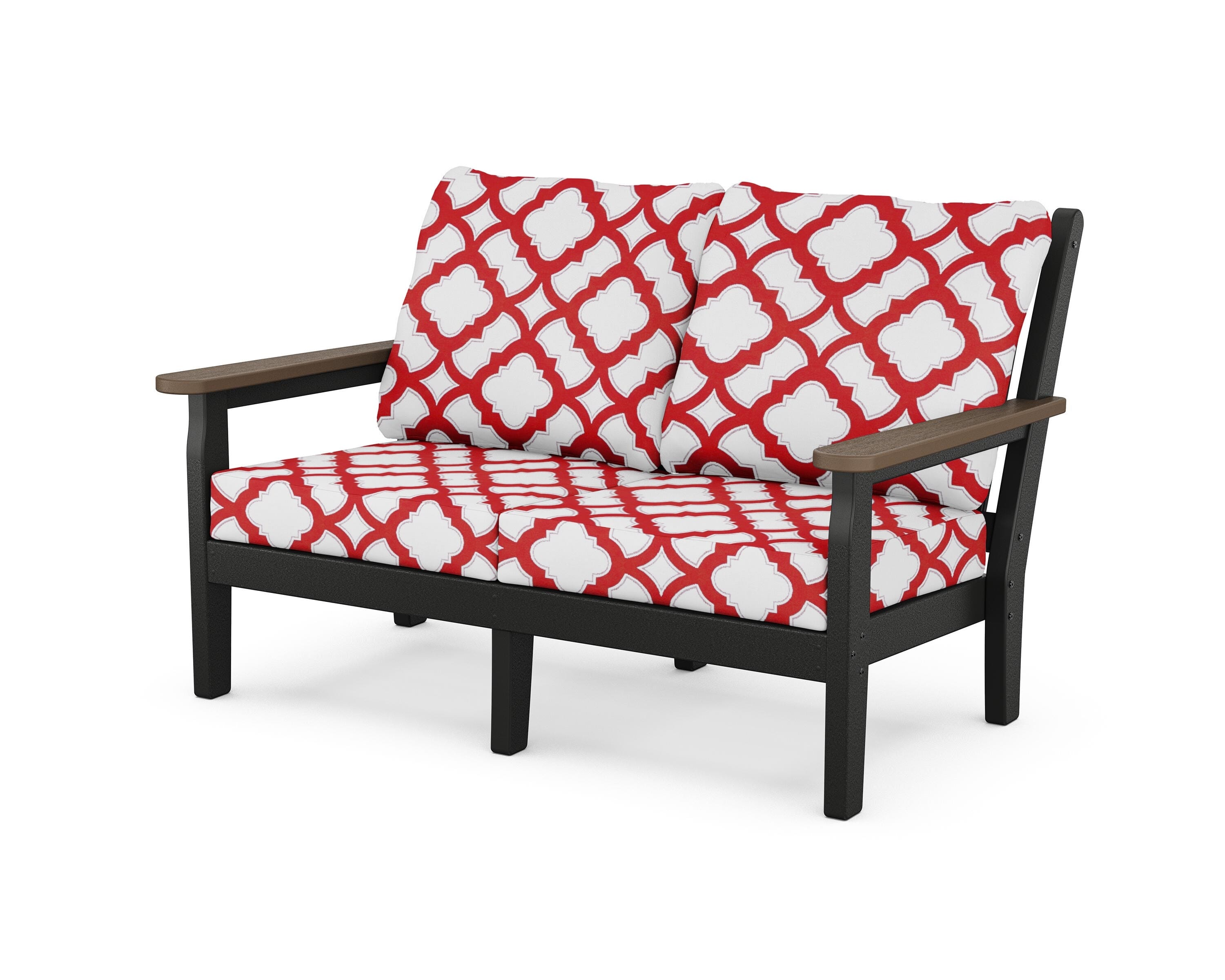 POLYWOOD® Chippendale Deep Seating Loveseat in Black / Kona / Trellis Crimson