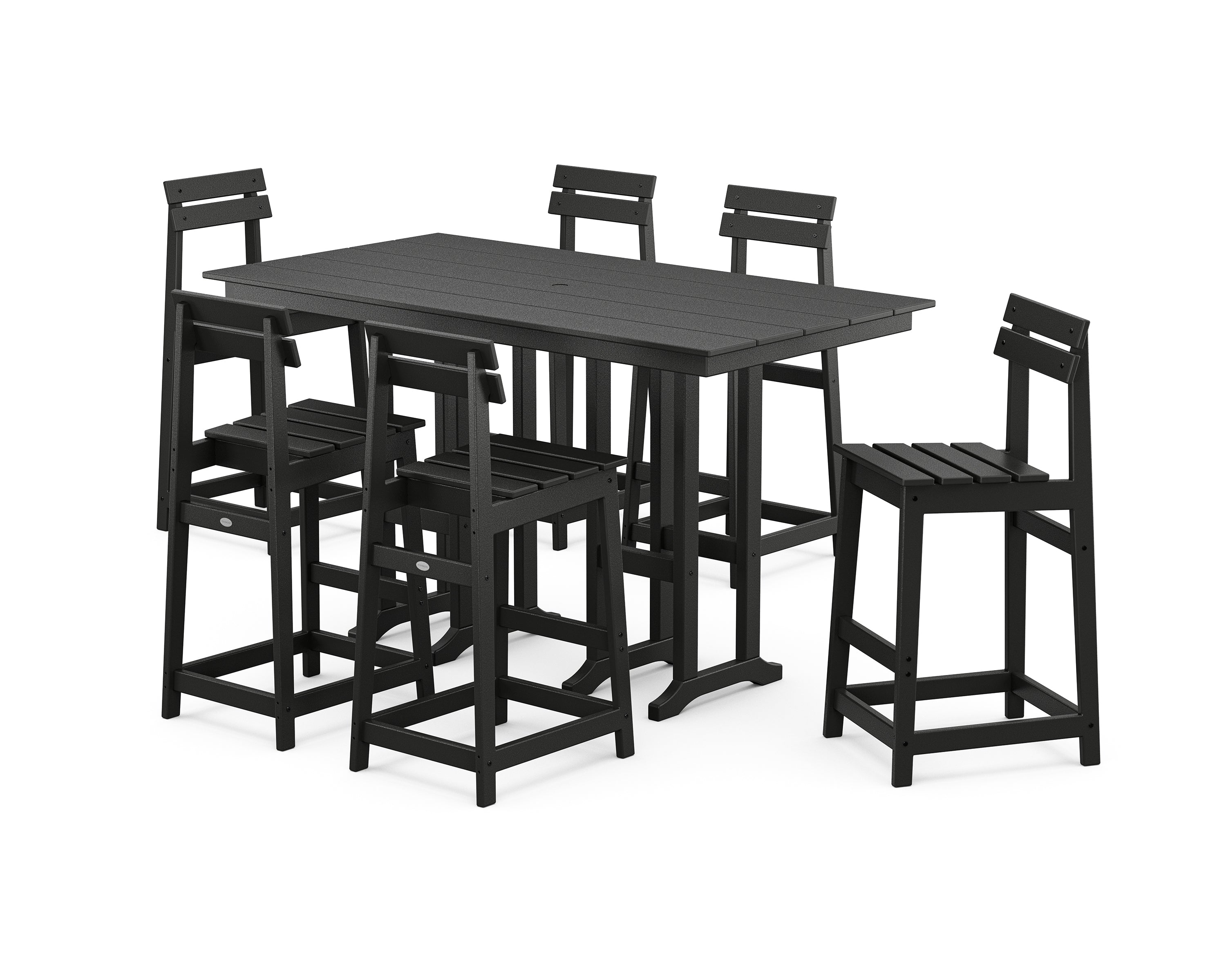 POLYWOOD® Modern Studio Plaza Bar Chair 7-Piece Set in Black