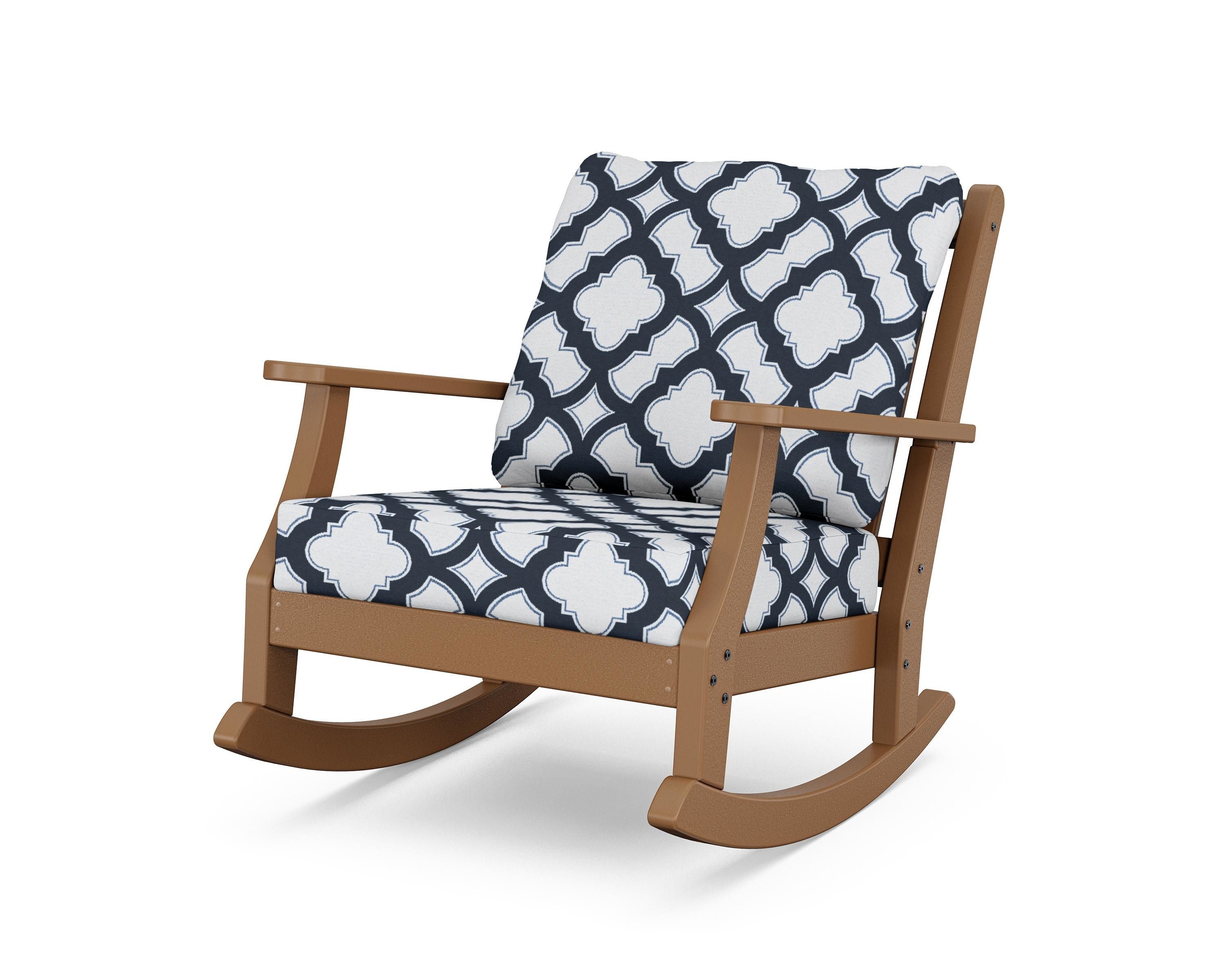 Country Living Wovendale Deep Seating Rocking Chair in Teak / Trellis Marine Indigo