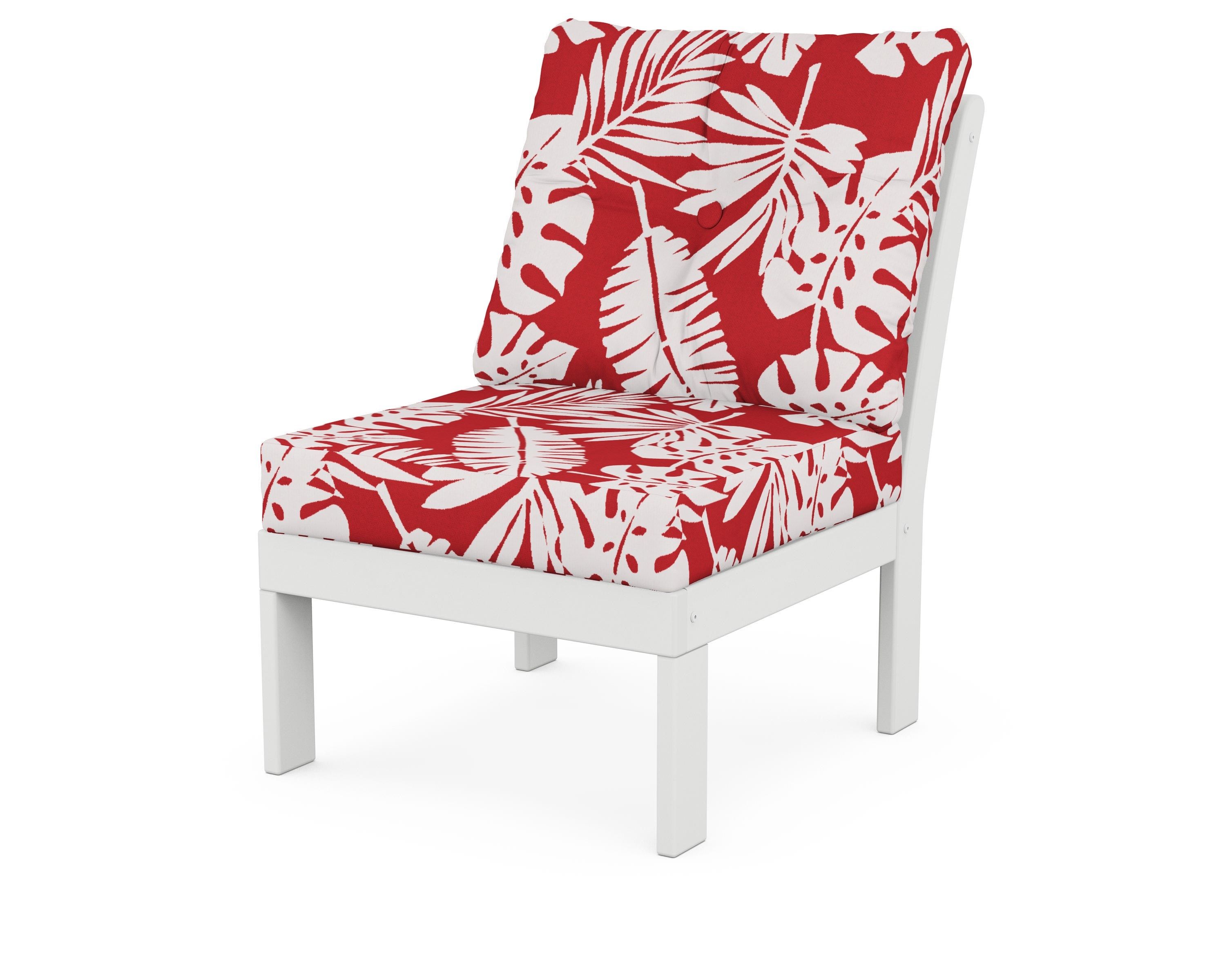 POLYWOOD® Vineyard Modular Armless Chair in White / Leaf Crimson
