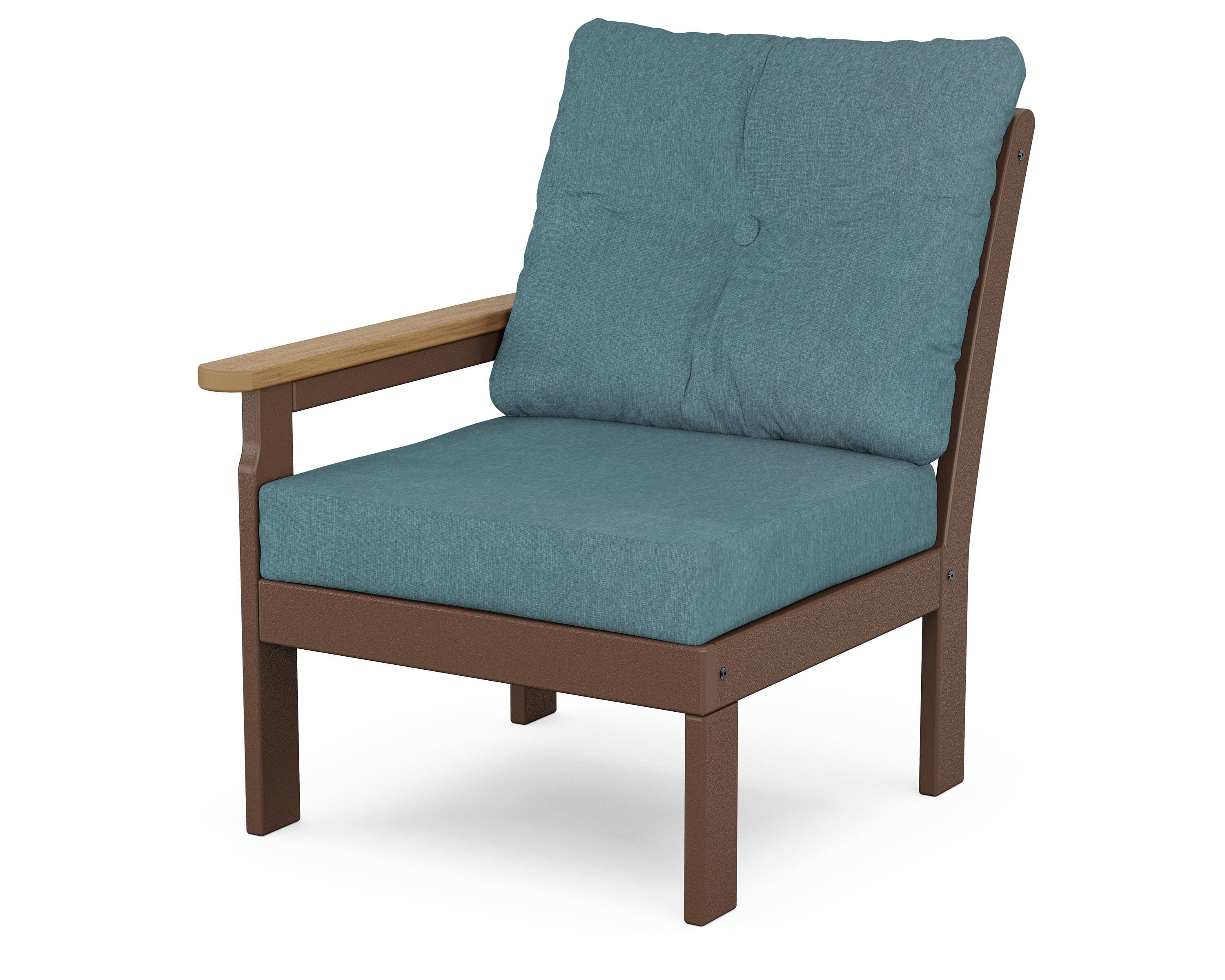 POLYWOOD® Vineyard Modular Left Arm Chair in Mahogany / Natural / Ocean Teal