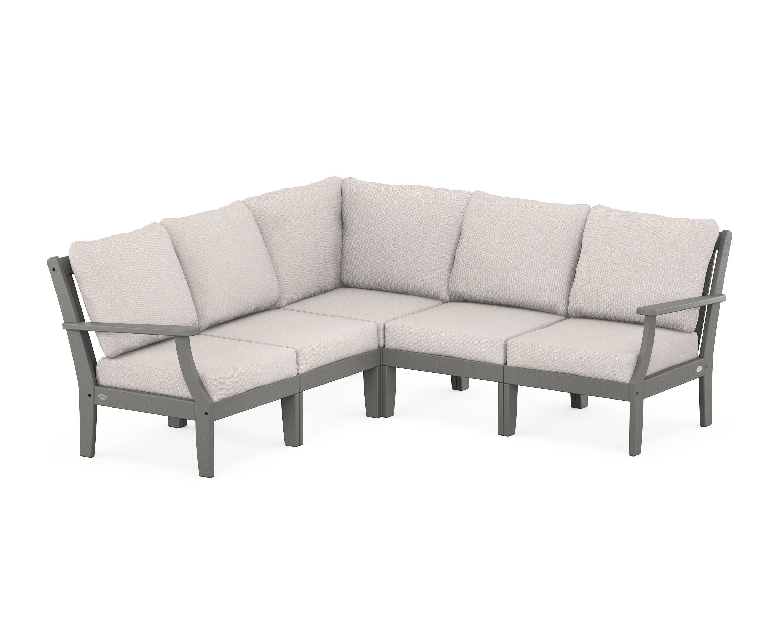 POLYWOOD® Braxton Modular 5-Piece Deep Seating Set in Slate Grey / Dune Burlap