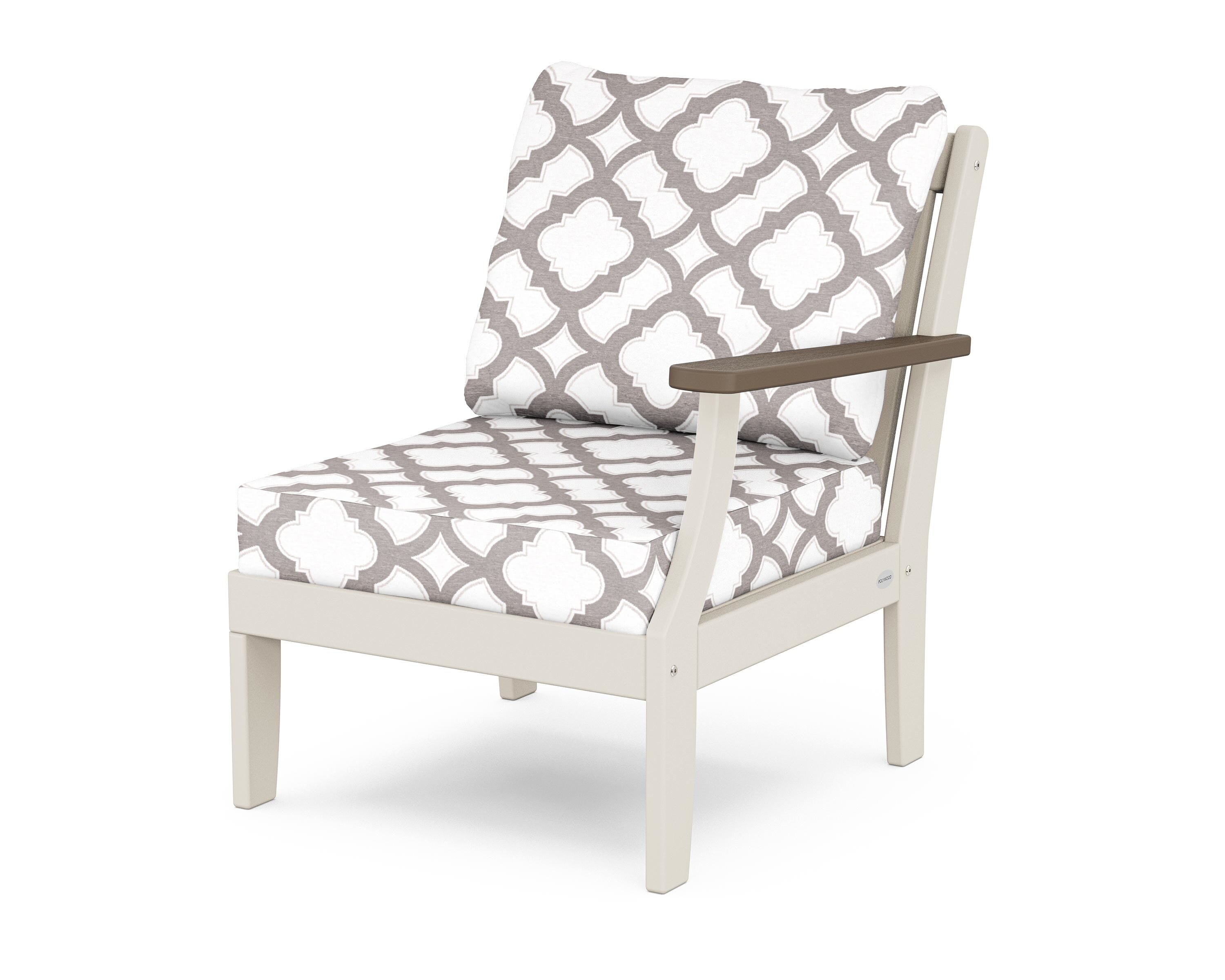 POLYWOOD® Braxton Modular Right Arm Chair in Sand / Kona / Trellis Grey Mist