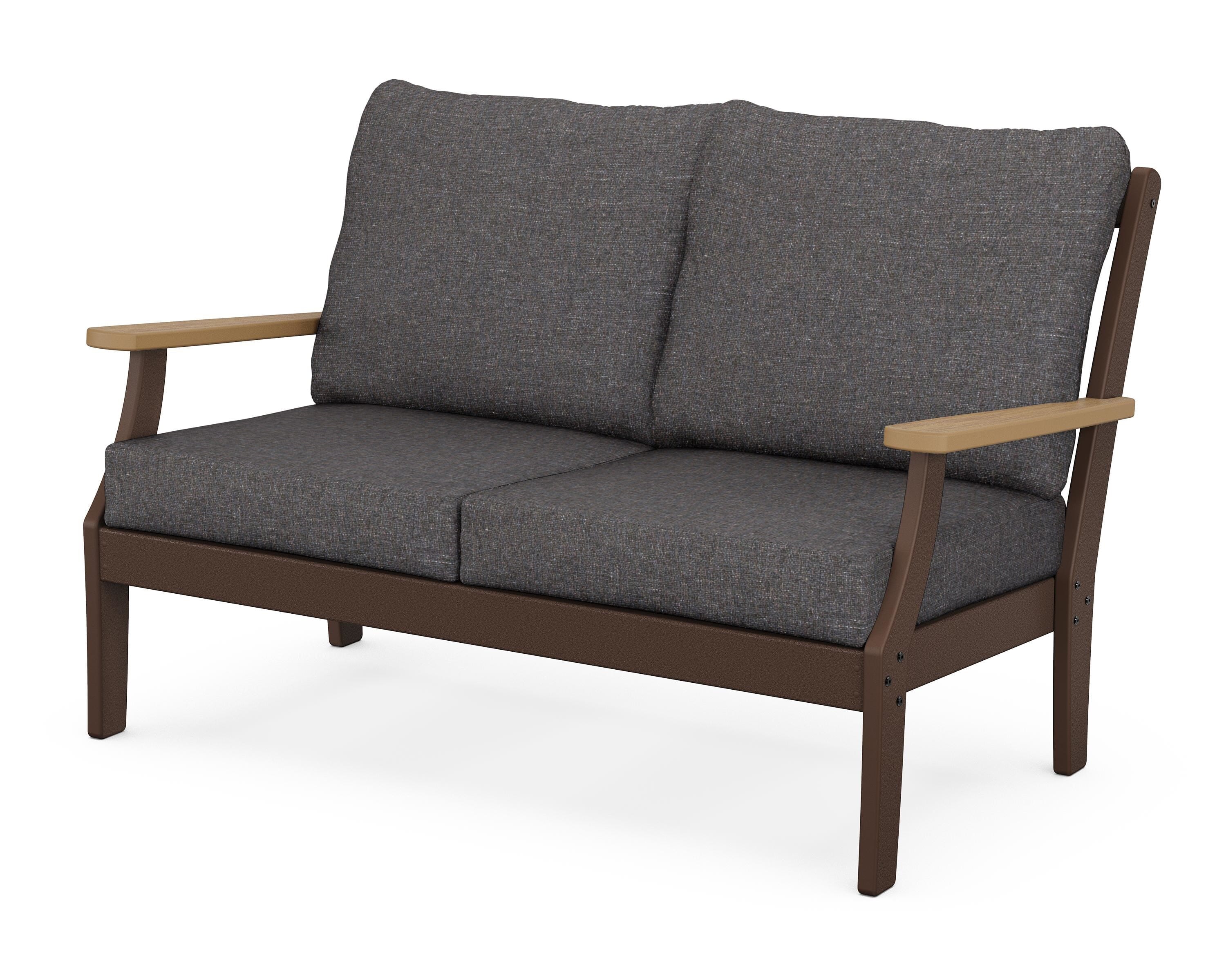 POLYWOOD® Braxton Deep Seating Loveseat in Mahogany / Natural / Ash Charcoal