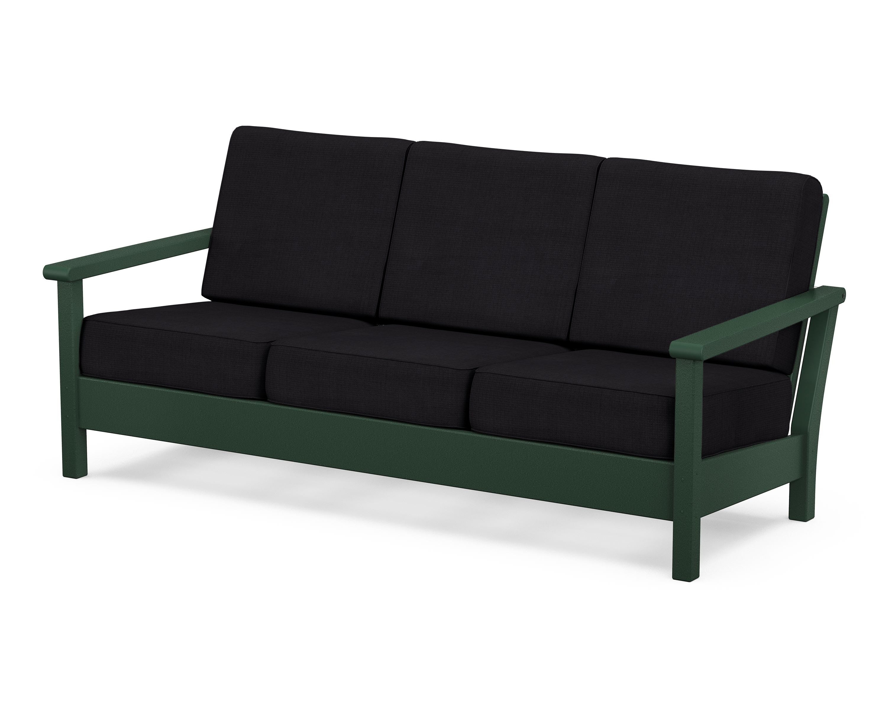 POLYWOOD® Harbour Deep Seating Sofa in Green / Midnight Linen