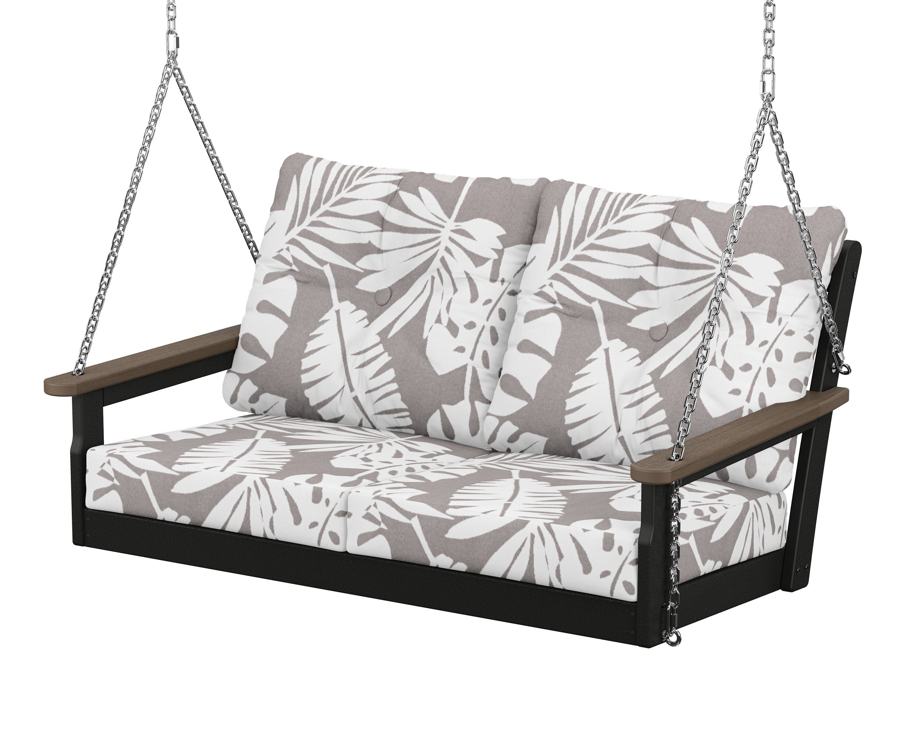 POLYWOOD® Vineyard Deep Seating Swing in Black / Kona / Leaf Grey Mist