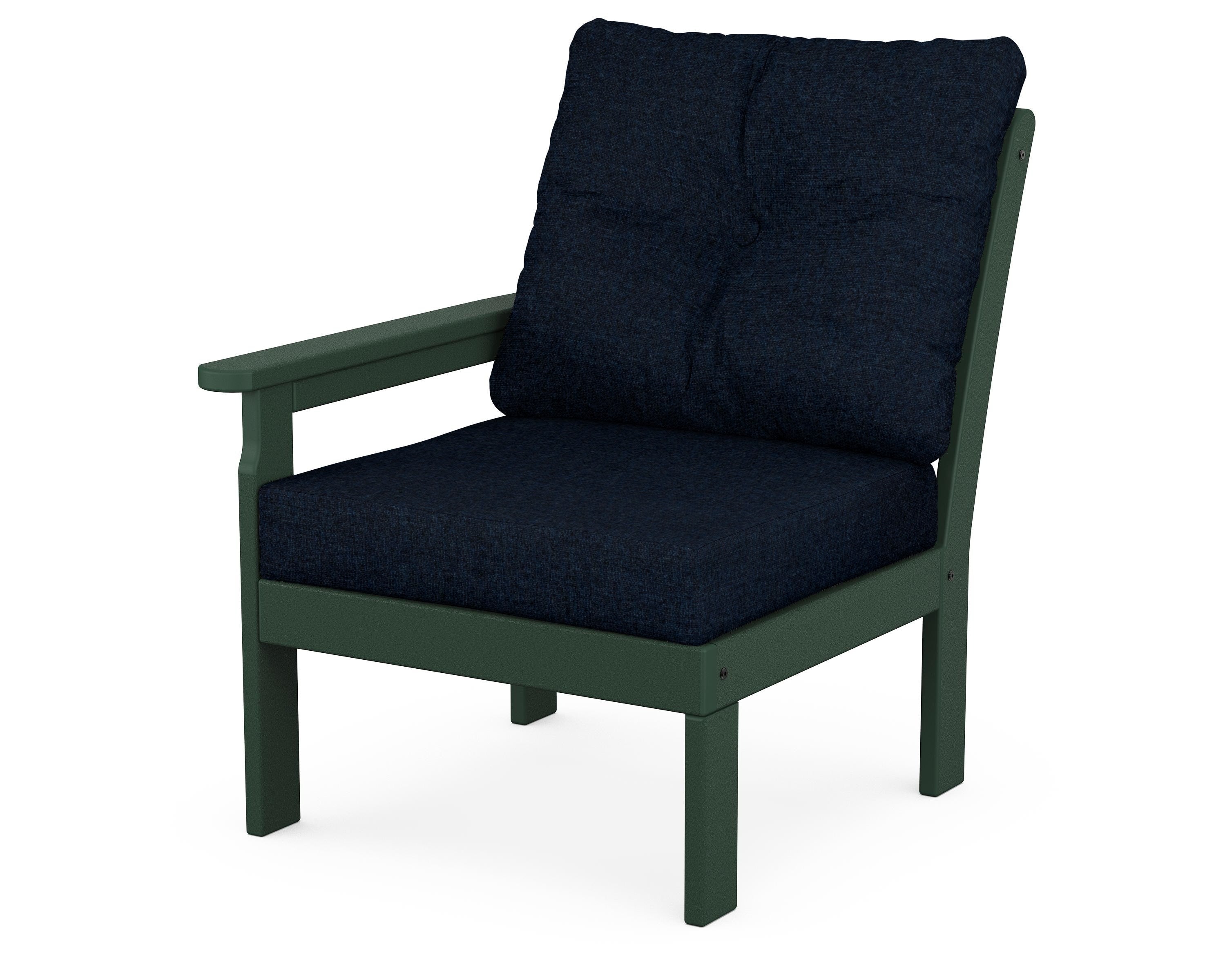 POLYWOOD® Vineyard Modular Left Arm Chair in Green / Marine Indigo