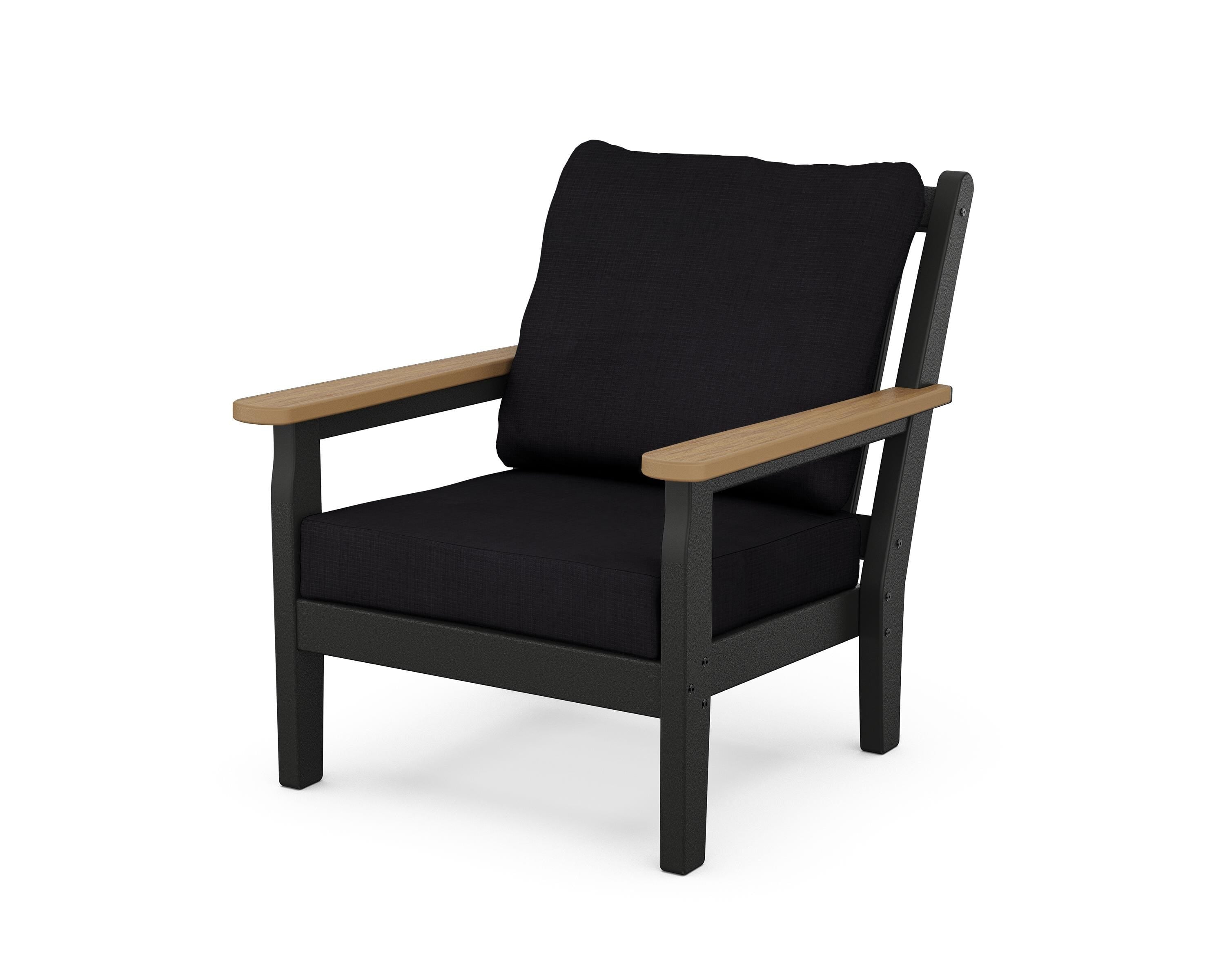 POLYWOOD® Chippendale Deep Seating Chair in Black / Natural / Midnight Linen
