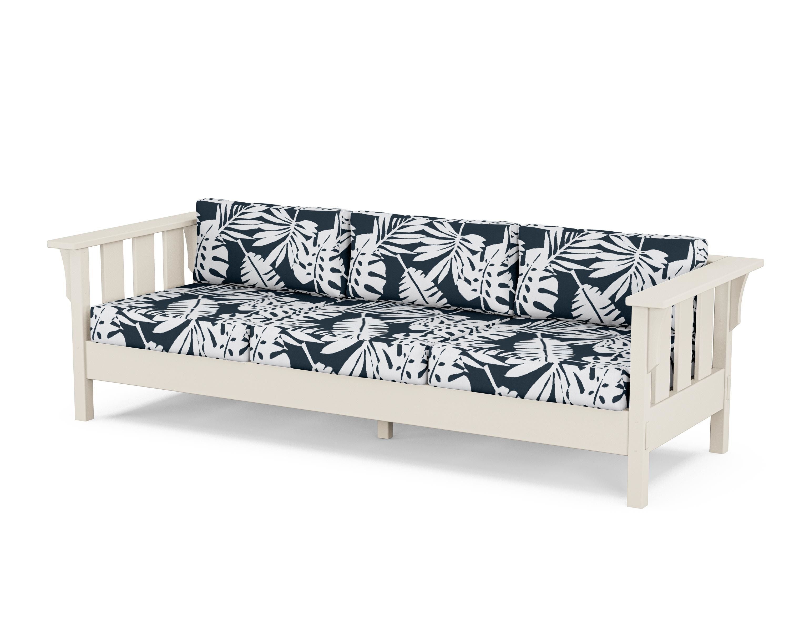 Martha Stewart by POLYWOOD® Acadia Deep Seating Sofa in Sand / Leaf Marine Indigo
