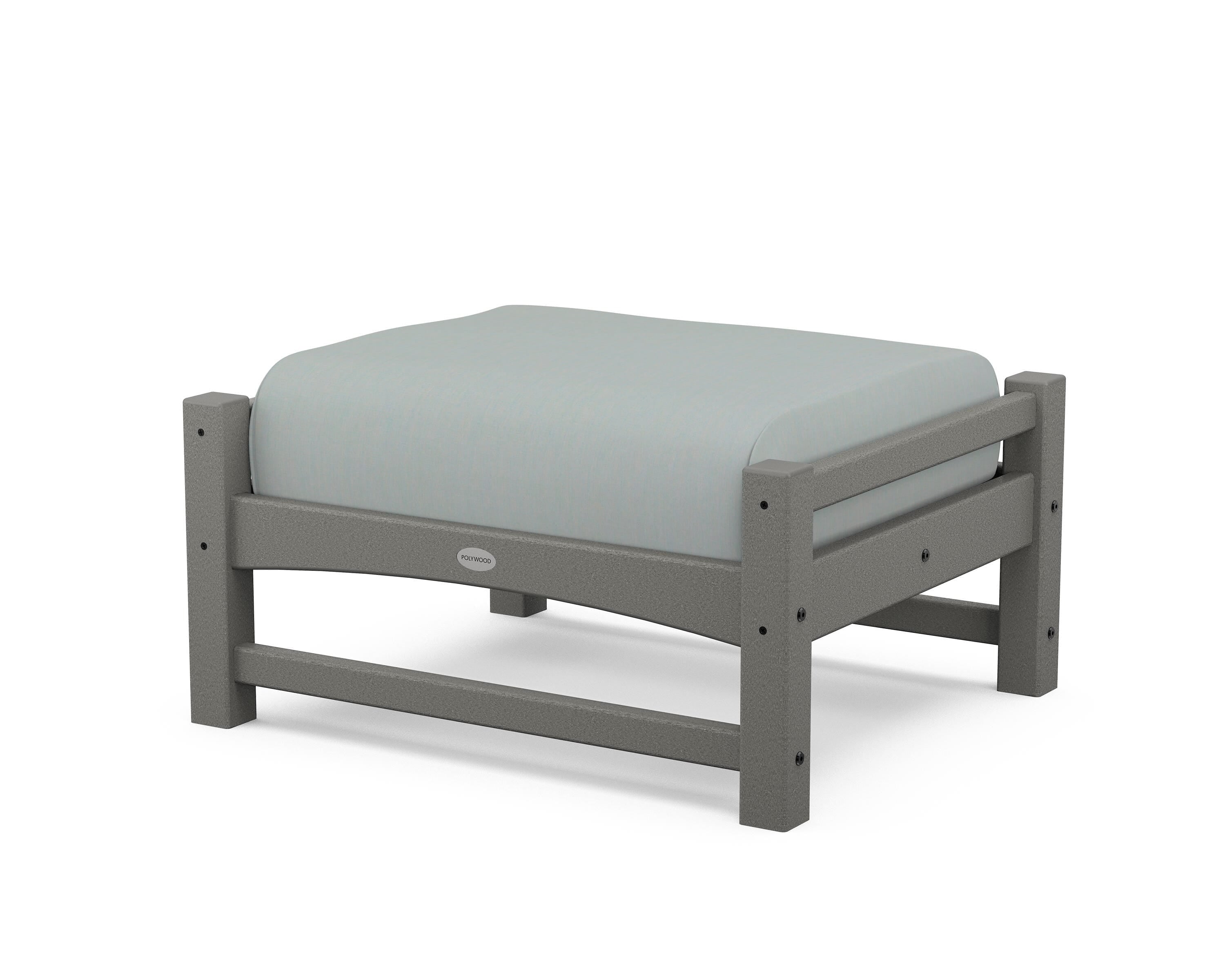 POLYWOOD® Club Ottoman in Slate Grey / Spa