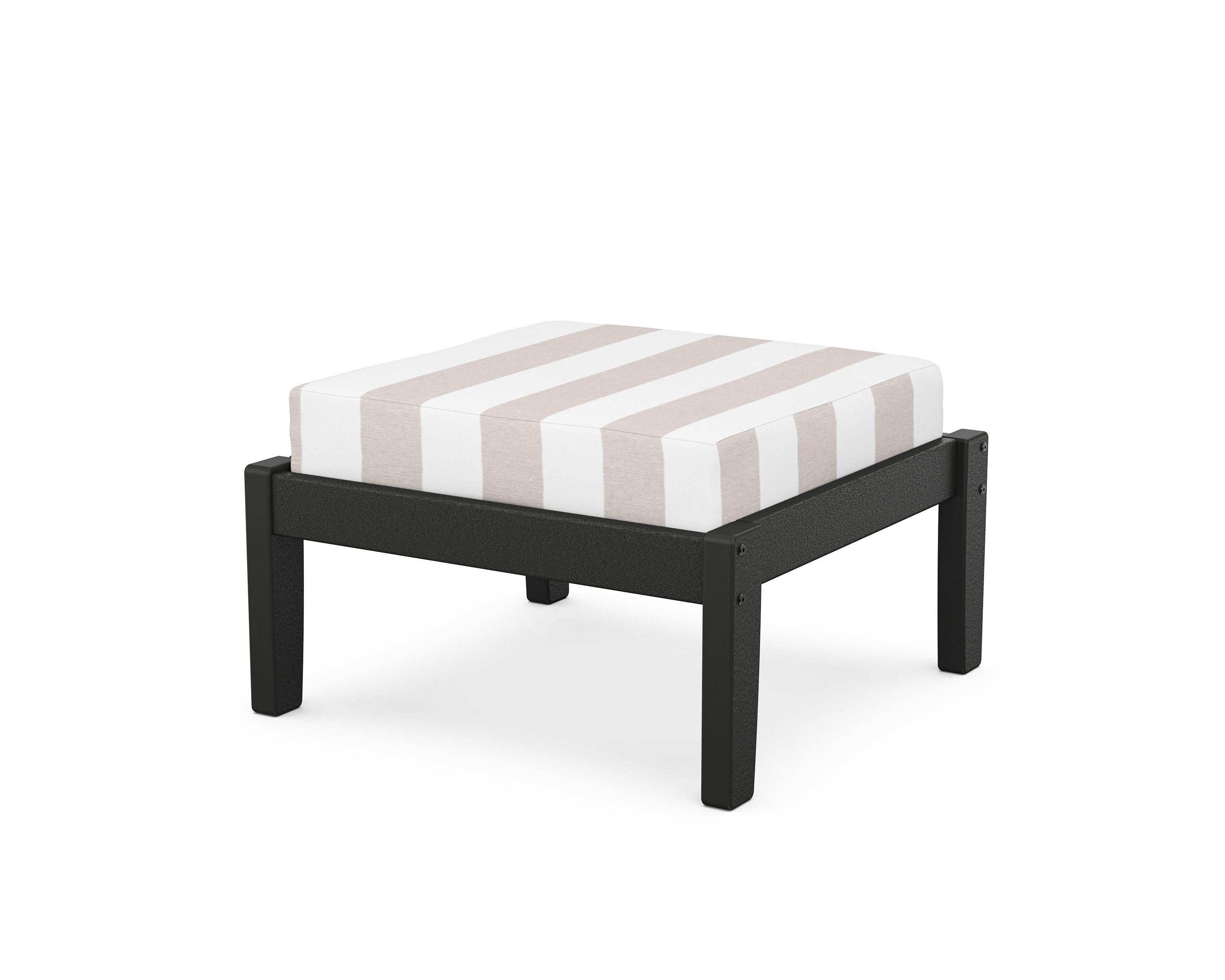 Unbranded Deep Seating Ottoman in Black / Cabana Stripe Dune Burlap