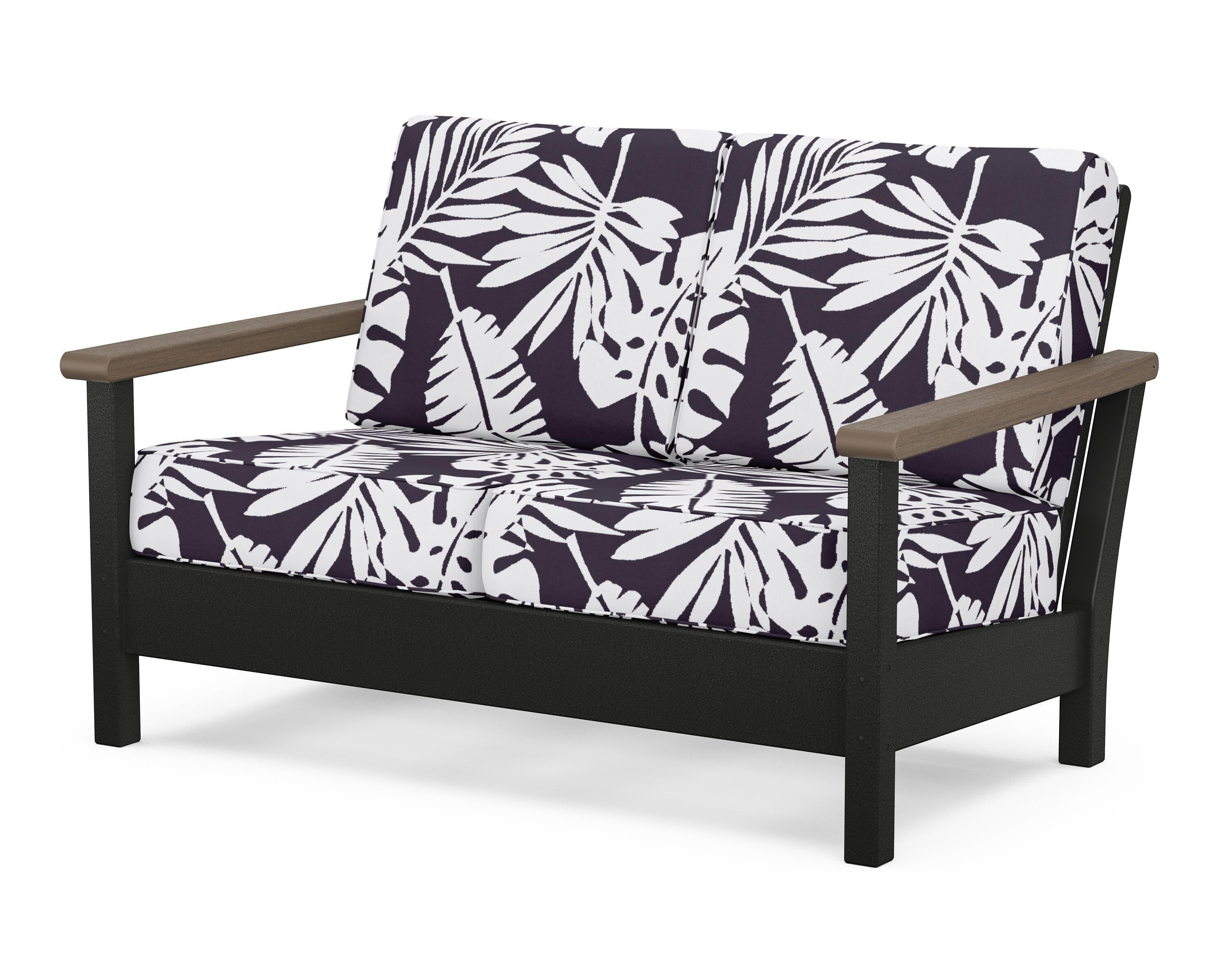 POLYWOOD® Harbour Deep Seating Loveseat in Black / Kona / Leaf Navy