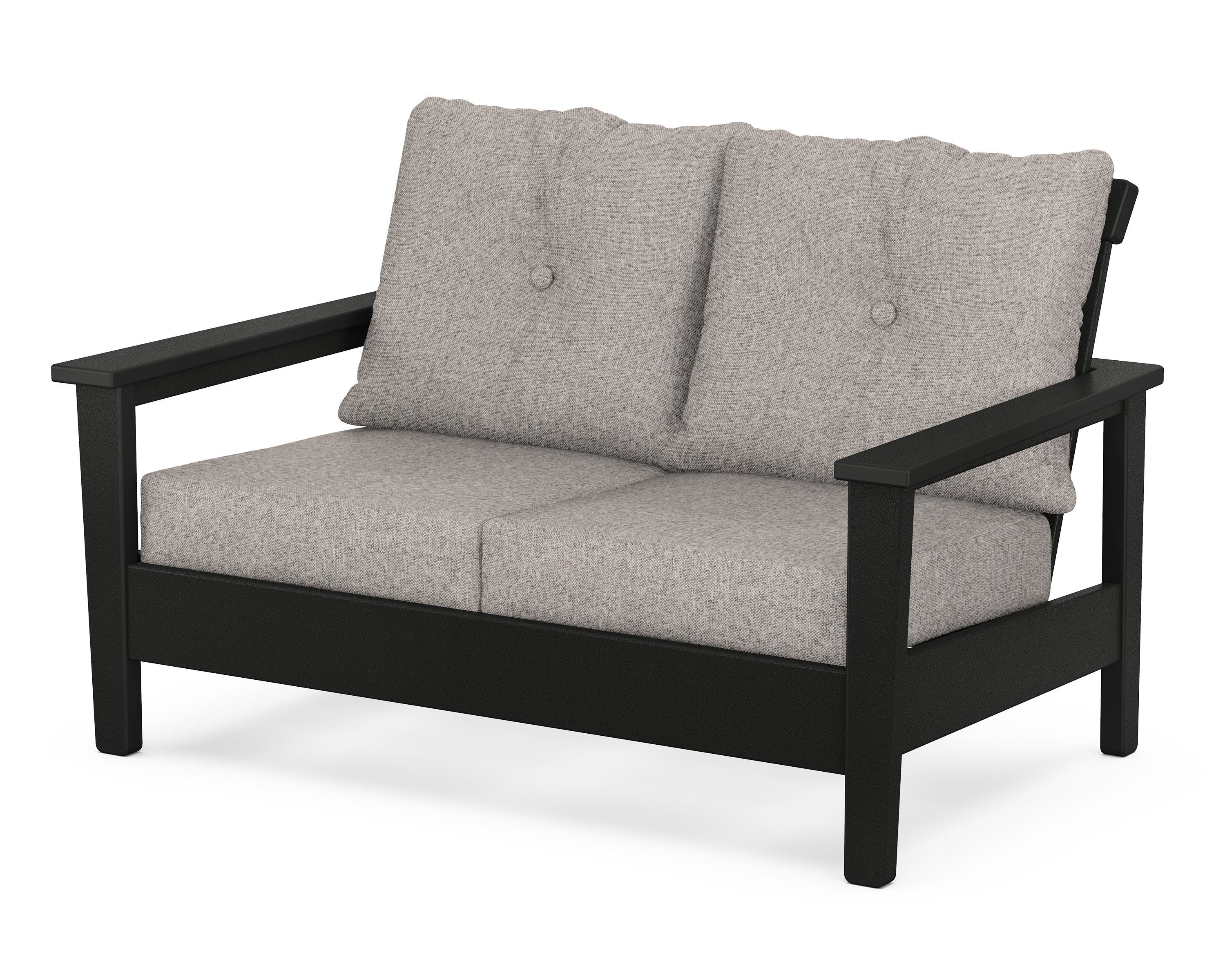 POLYWOOD® Prescott Deep Seating Loveseat in Black / Weathered Tweed