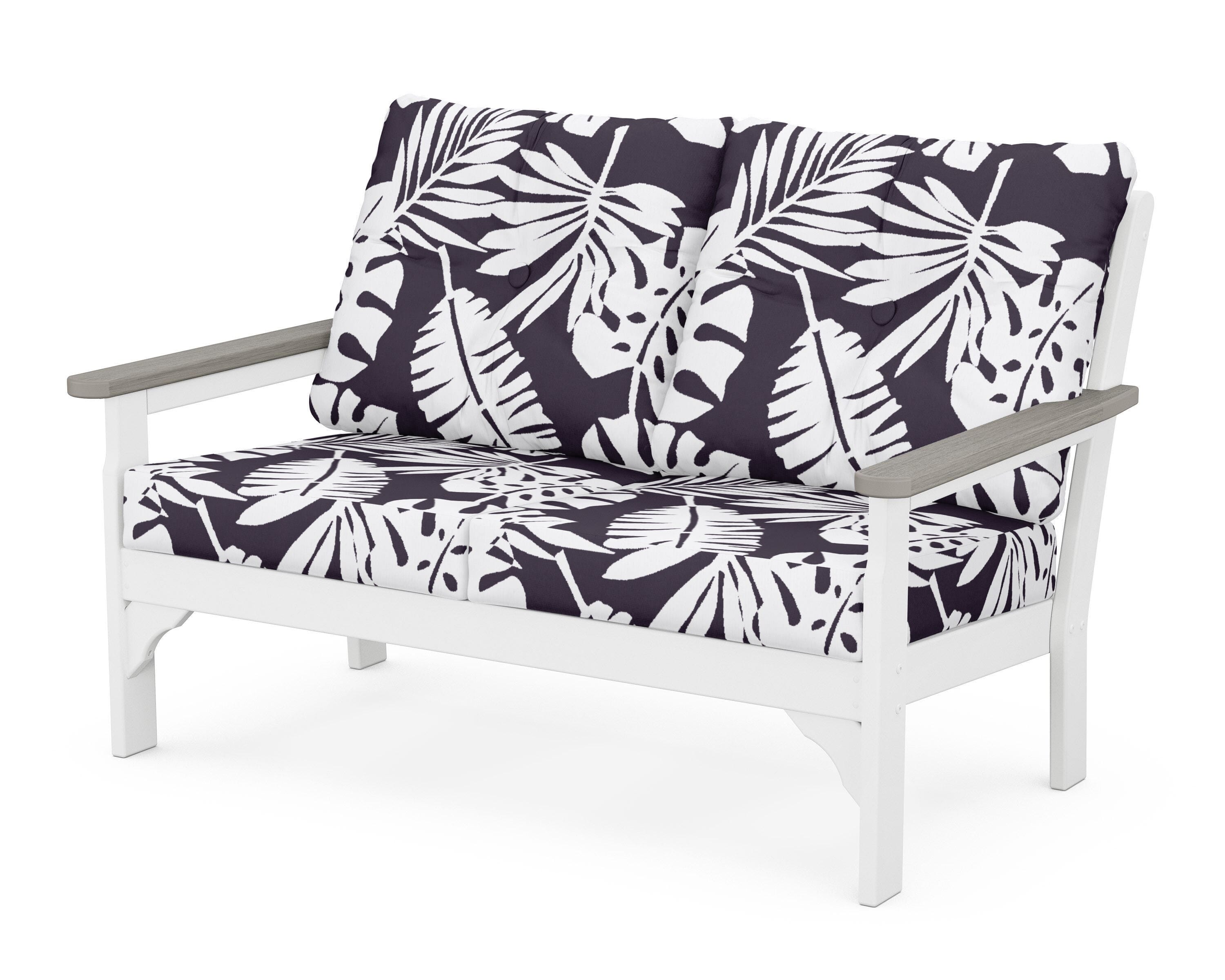 POLYWOOD® Vineyard Deep Seating Loveseat in White / Driftwood / Leaf Navy