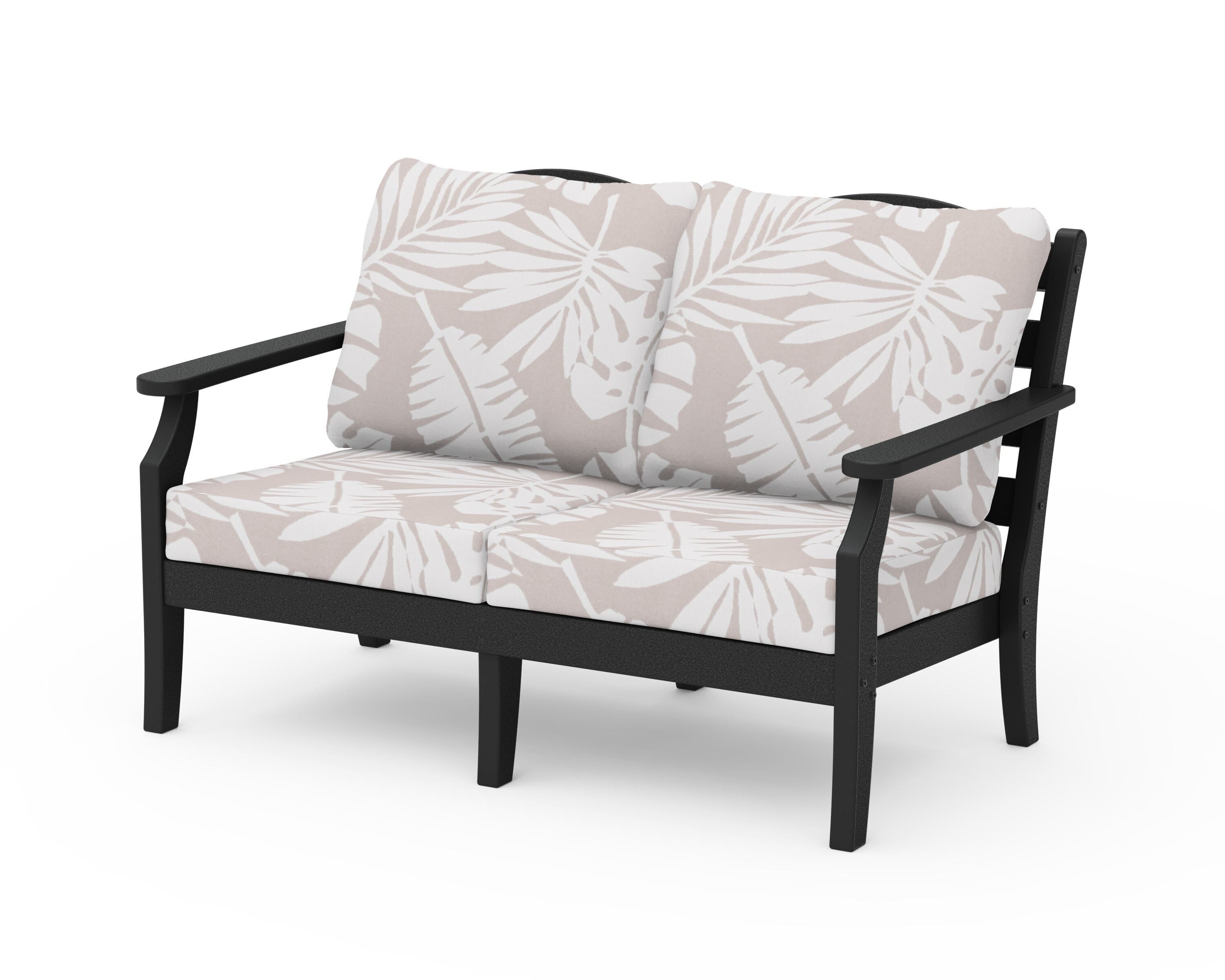 Draper James™ by POLYWOOD® Savannah Deep Seating Loveseat in Black / Leaf Dune Burlap