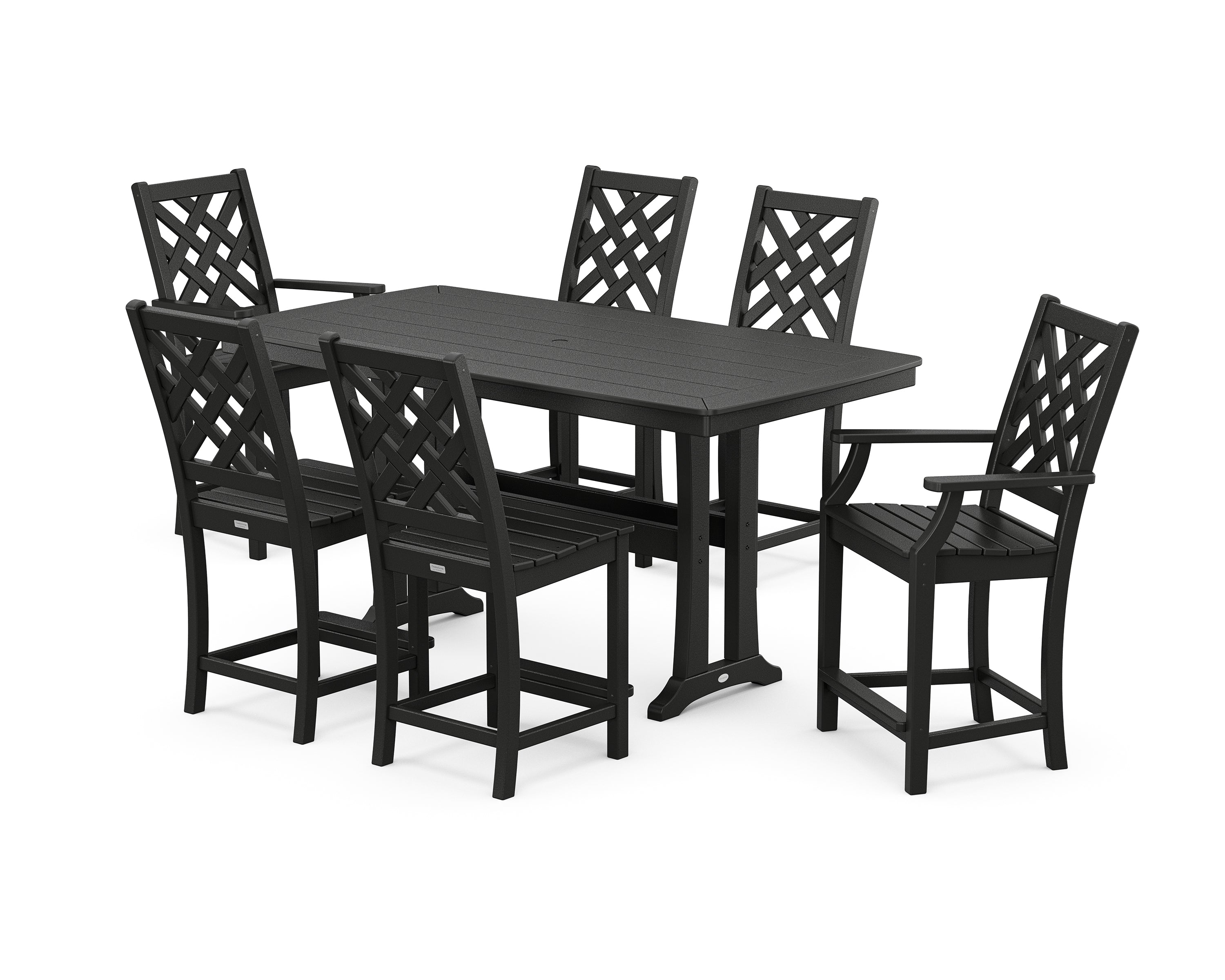 Country Living Wovendale 7-Piece Counter Set with Trestle Legs in Black
