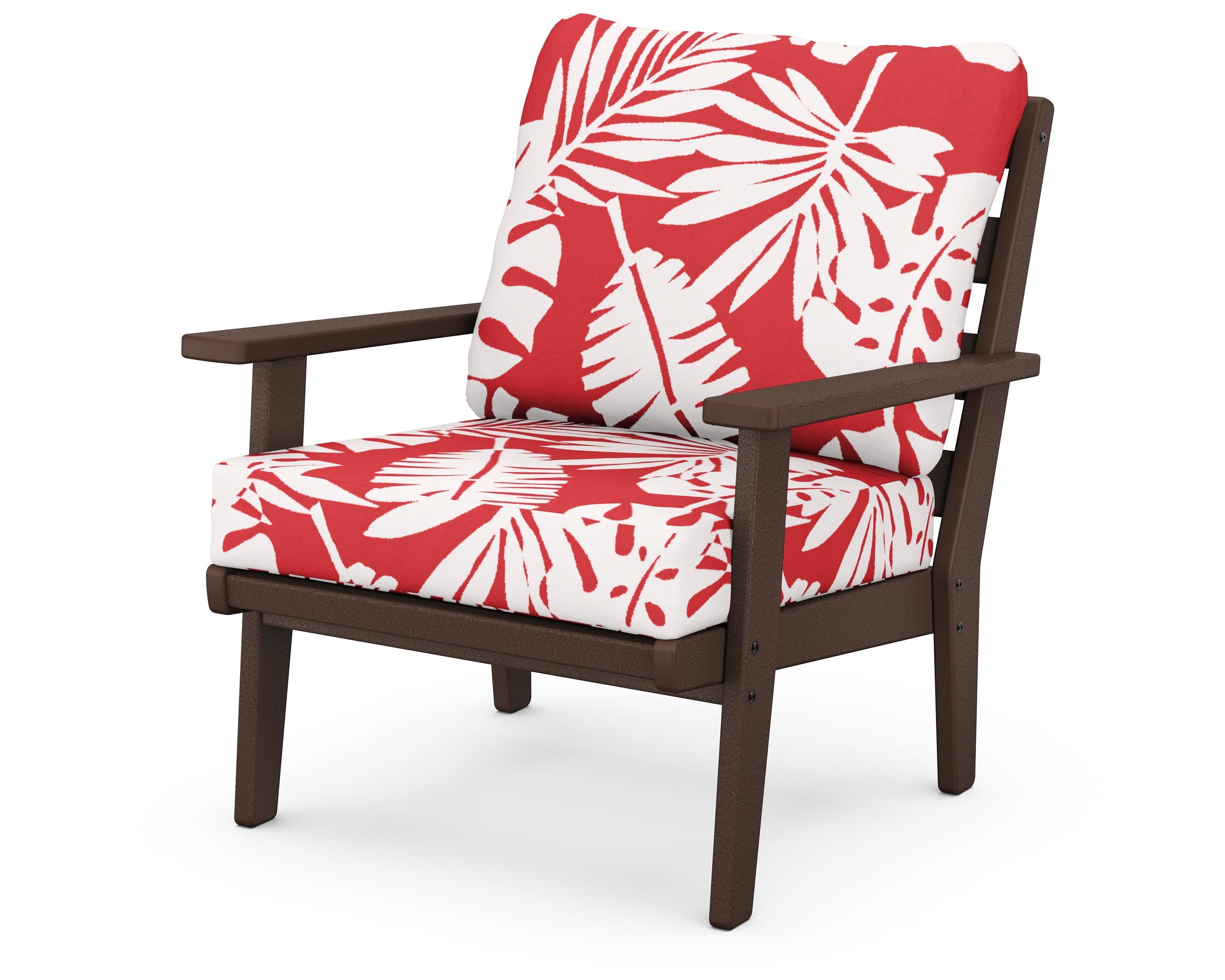 POLYWOOD® Grant Park Deep Seating Chair in Mahogany / Leaf Crimson