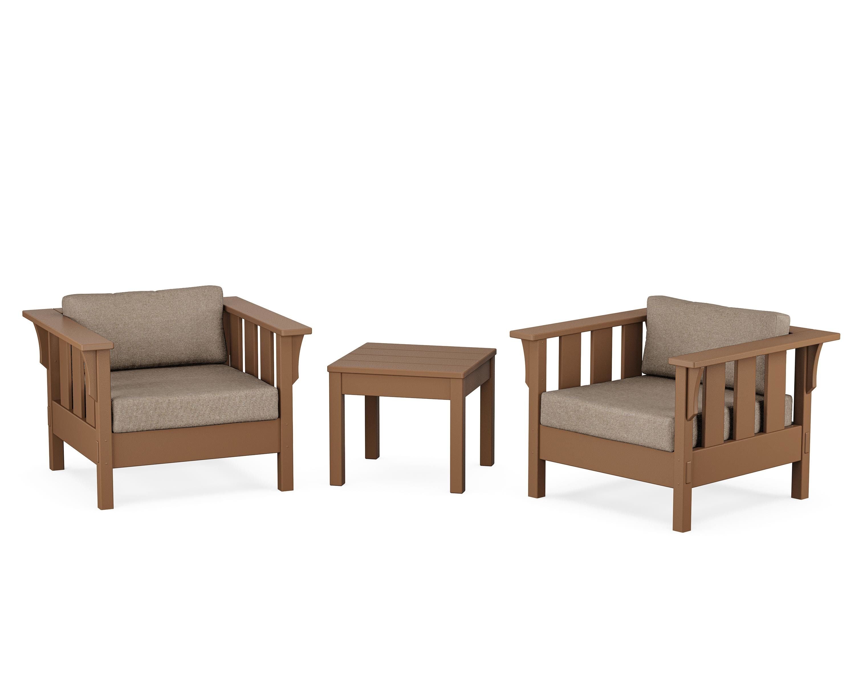 Martha Stewart by POLYWOOD® Acadia 3-Piece Deep Seating Set in Teak / Spiced Burlap