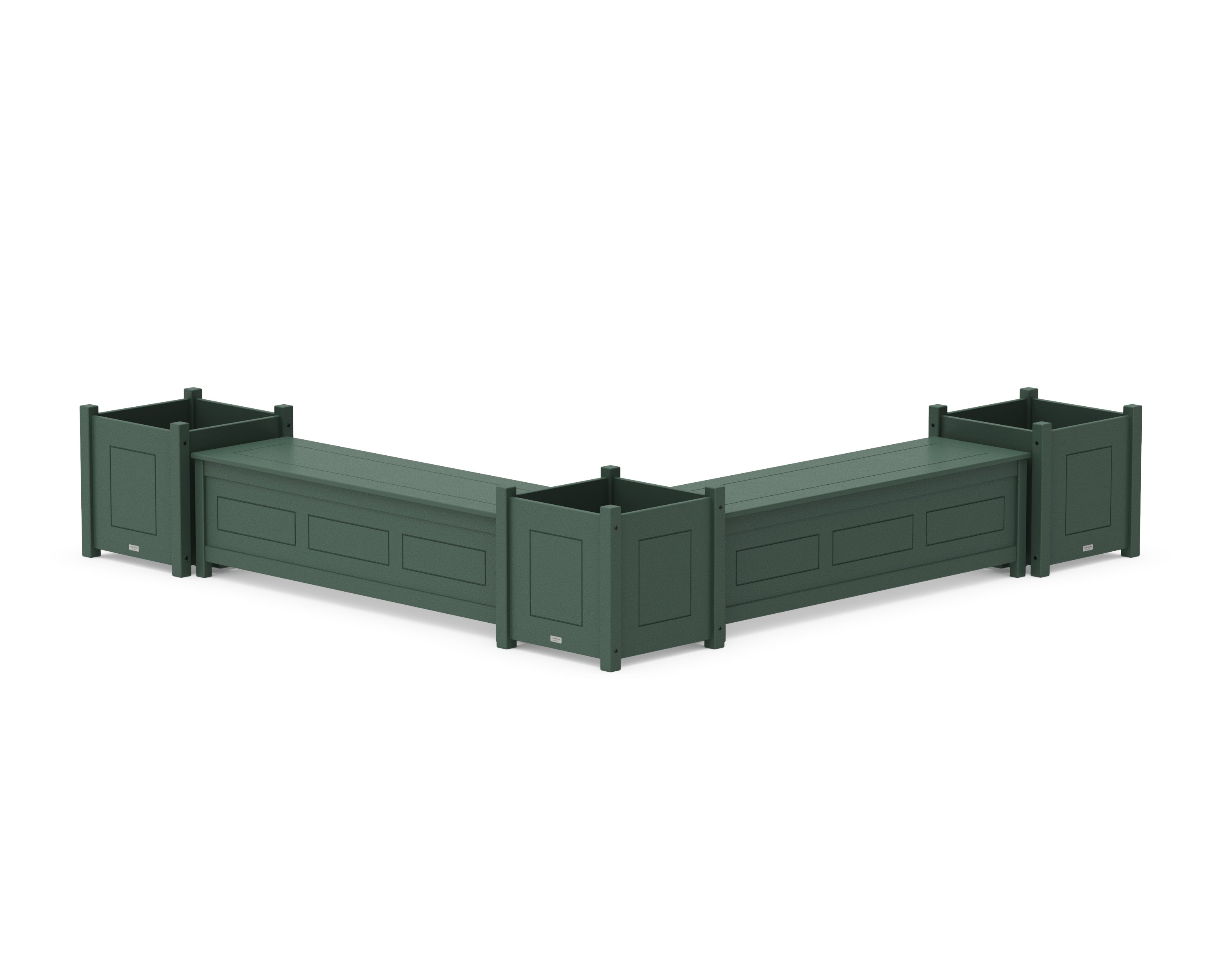 Country Living 60" Country Living L- Shaped Planter Storage Bench Corner Set- Large in Green