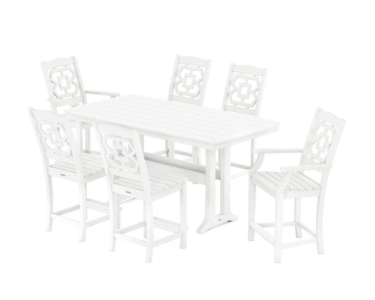 Chinoiserie 7-Piece Counter Set with Trestle Legs