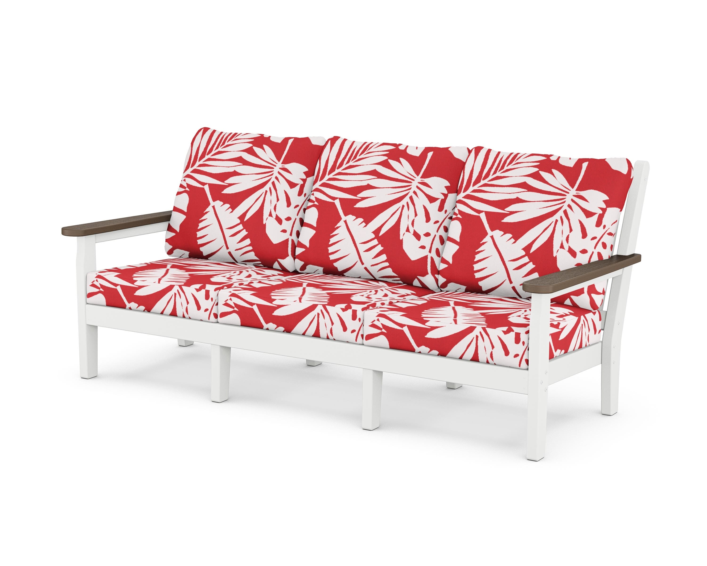 POLYWOOD® Chippendale Deep Seating Sofa in White / Kona / Leaf Crimson