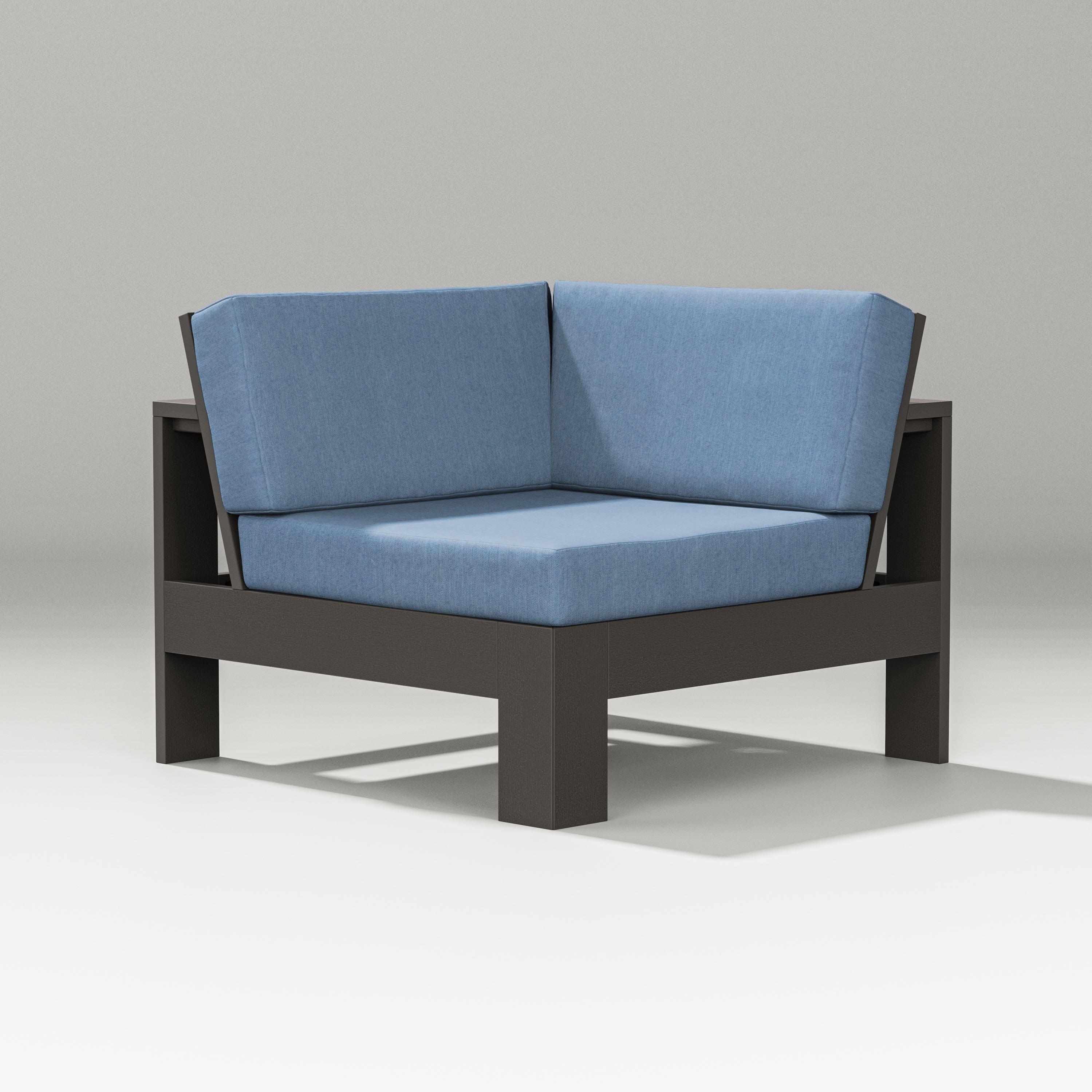 PW Designer Series Latitude Modular Corner Chair in Vintage Coffee / Sky Blue
