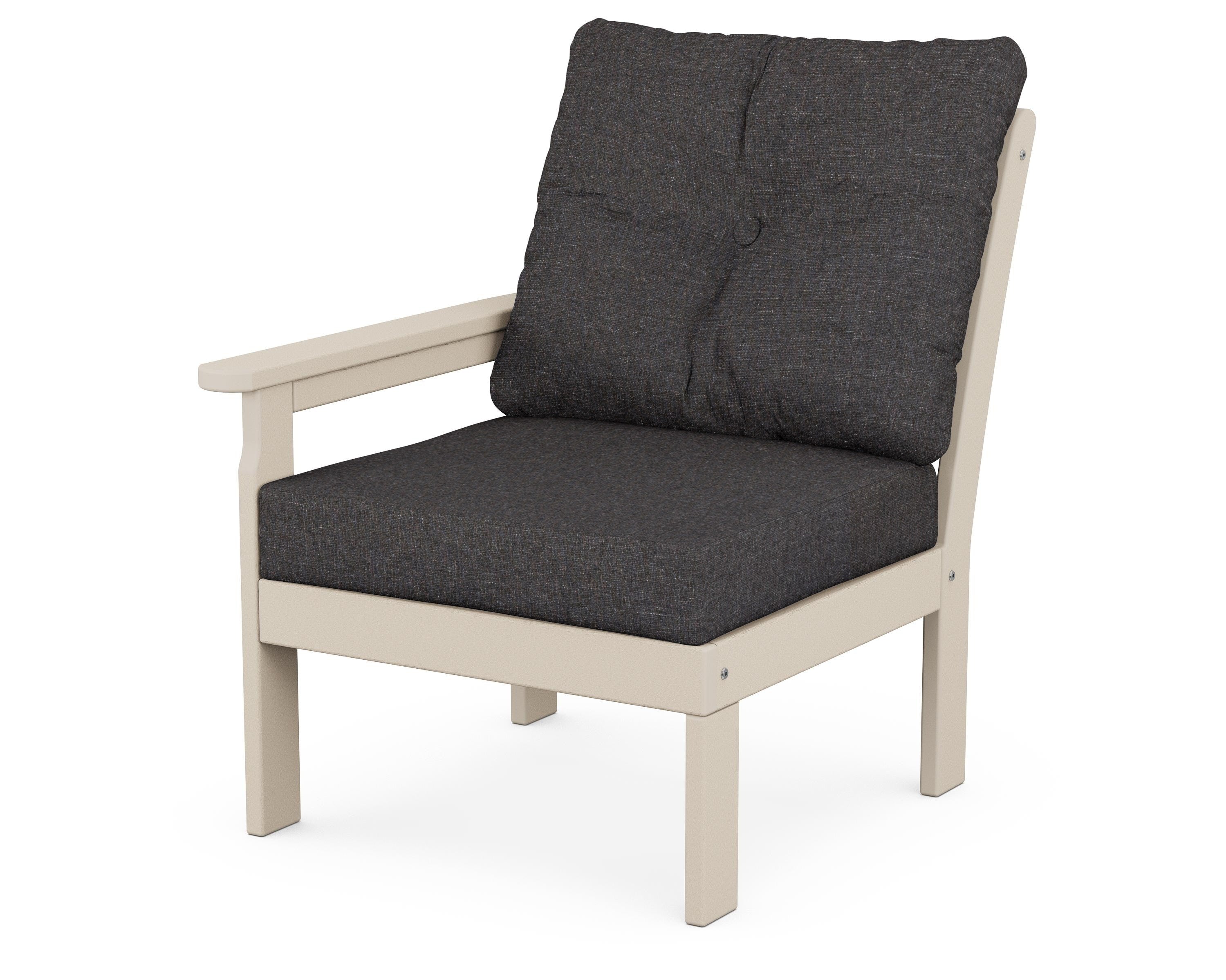 POLYWOOD® Vineyard Modular Left Arm Chair in Sand / Ash Charcoal