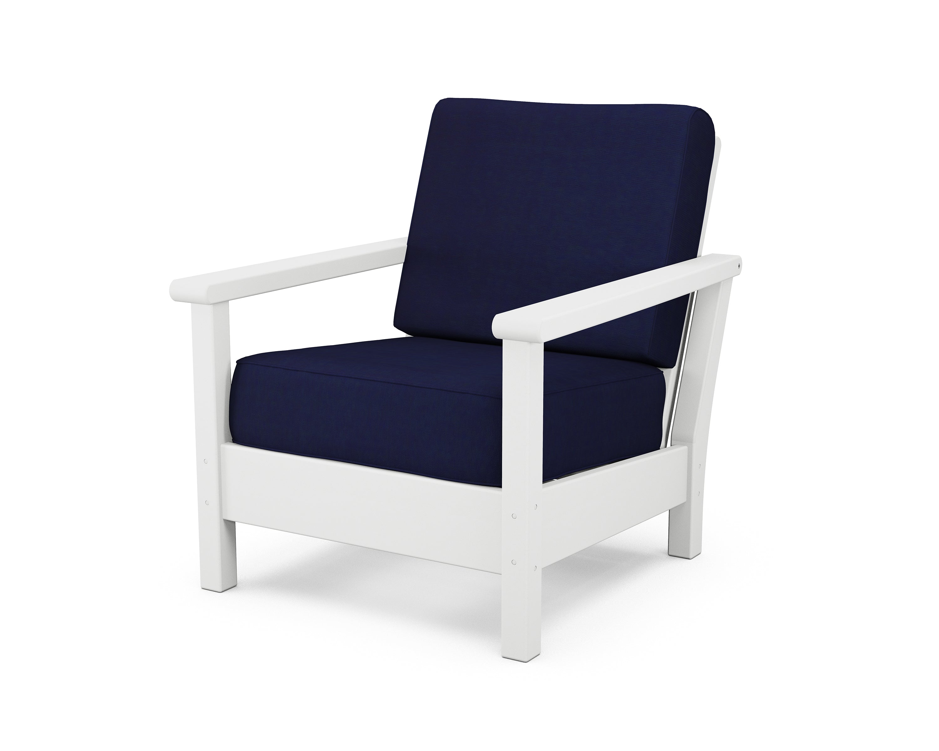 POLYWOOD® Harbour Deep Seating Chair in White / Navy