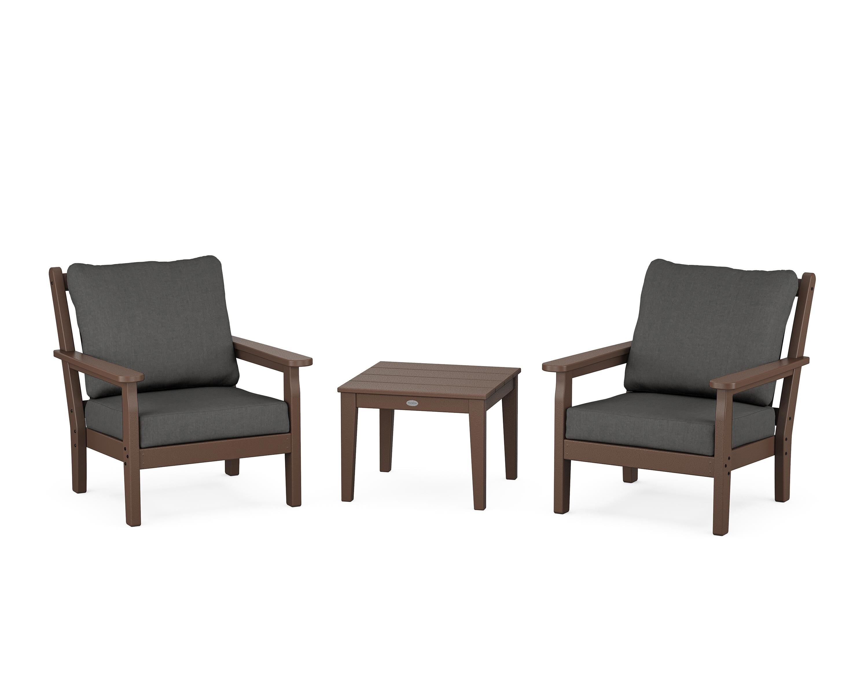 POLYWOOD® Chippendale 3-Piece Deep Seating Set in Mahogany / Spectrum Carbon
