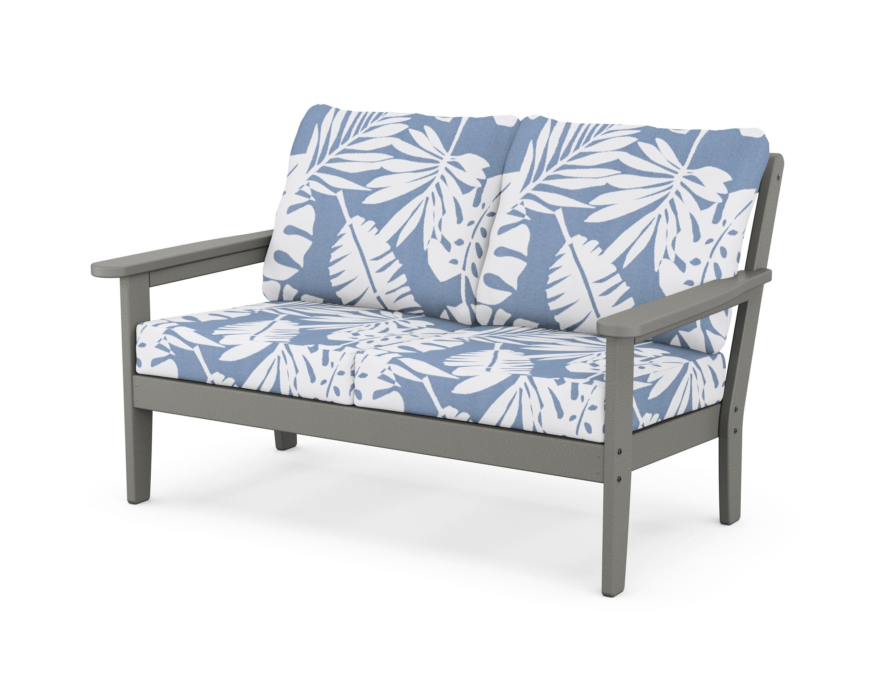 Country Living Cottage Deep Seating Loveseat in Slate Grey / Leaf Sky Blue