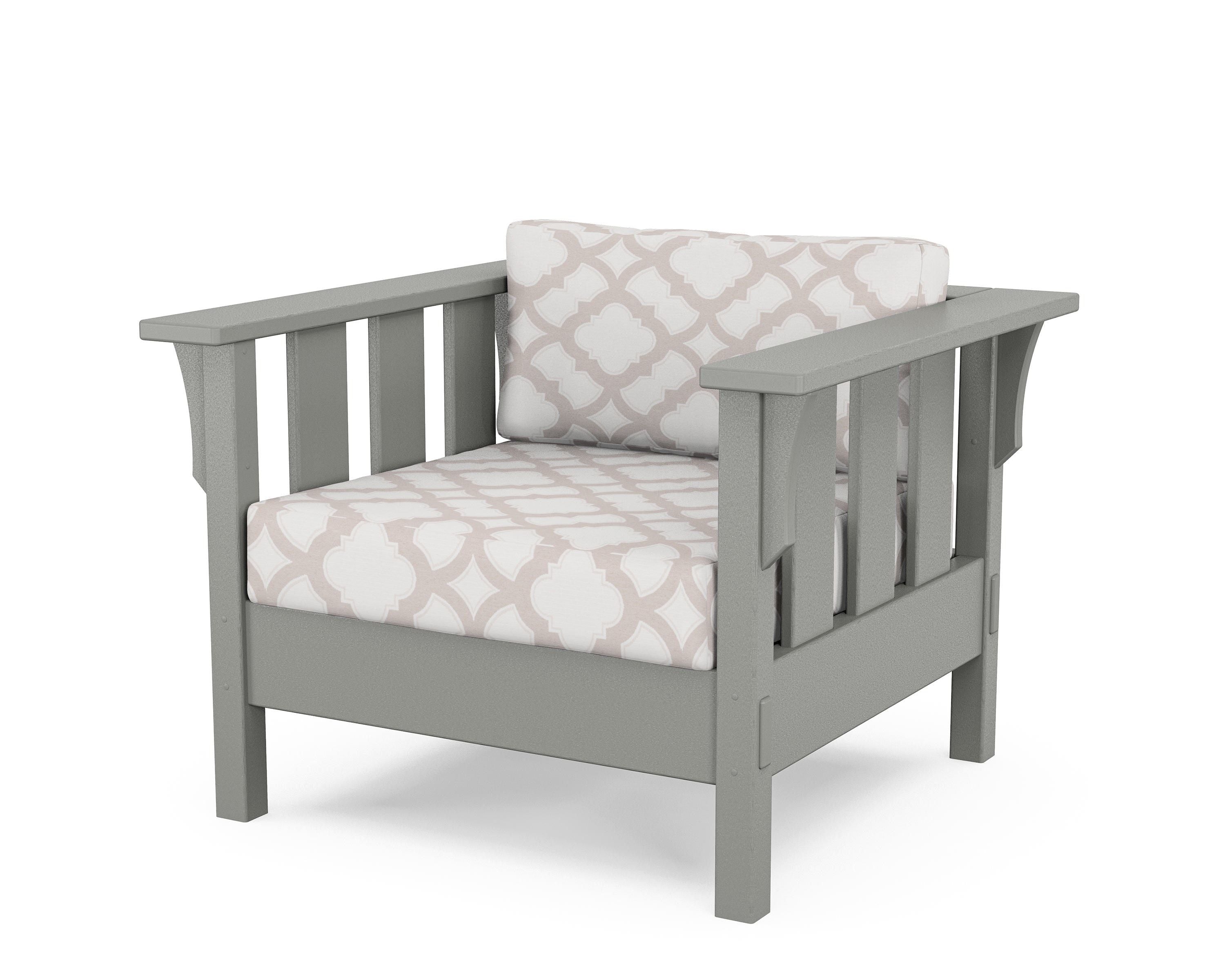 Martha Stewart by POLYWOOD® Acadia Deep Seating Chair in Slate Grey / Trellis Dune Burlap