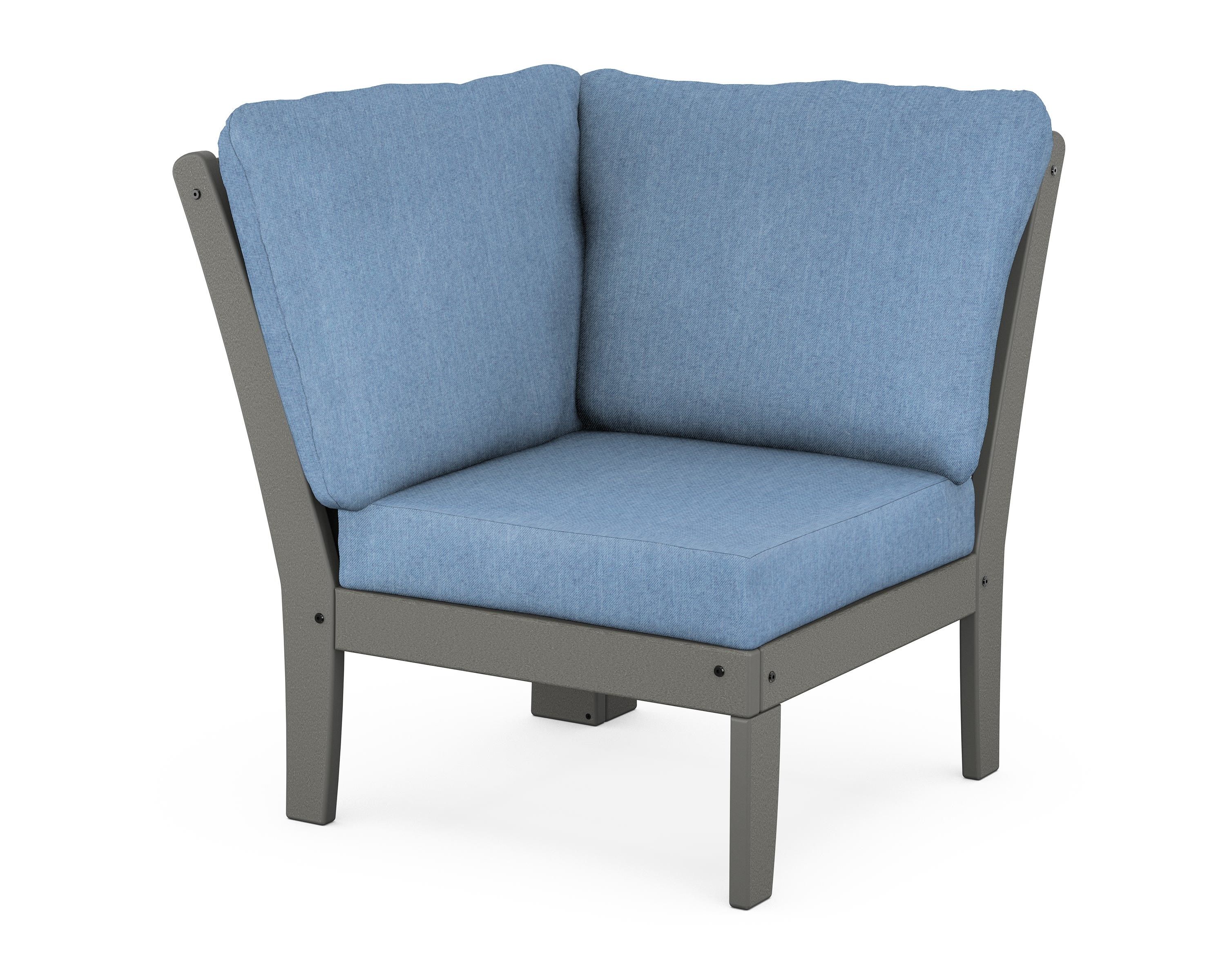 POLYWOOD® Braxton Modular Corner Chair in Slate Grey / Sky Blue