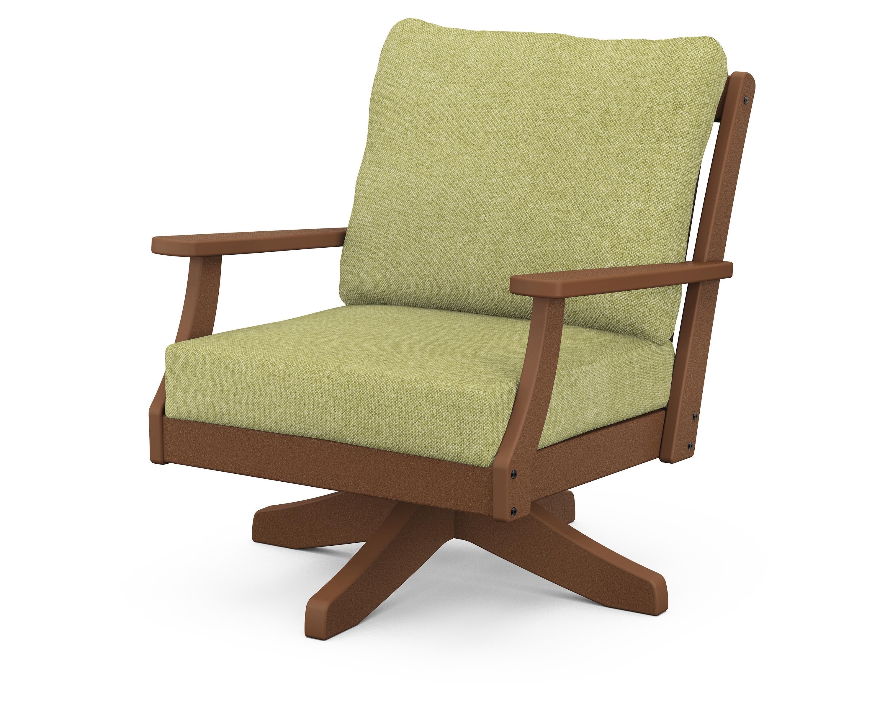 POLYWOOD® Braxton Deep Seating Swivel Chair in Teak / Chartreuse Boucle