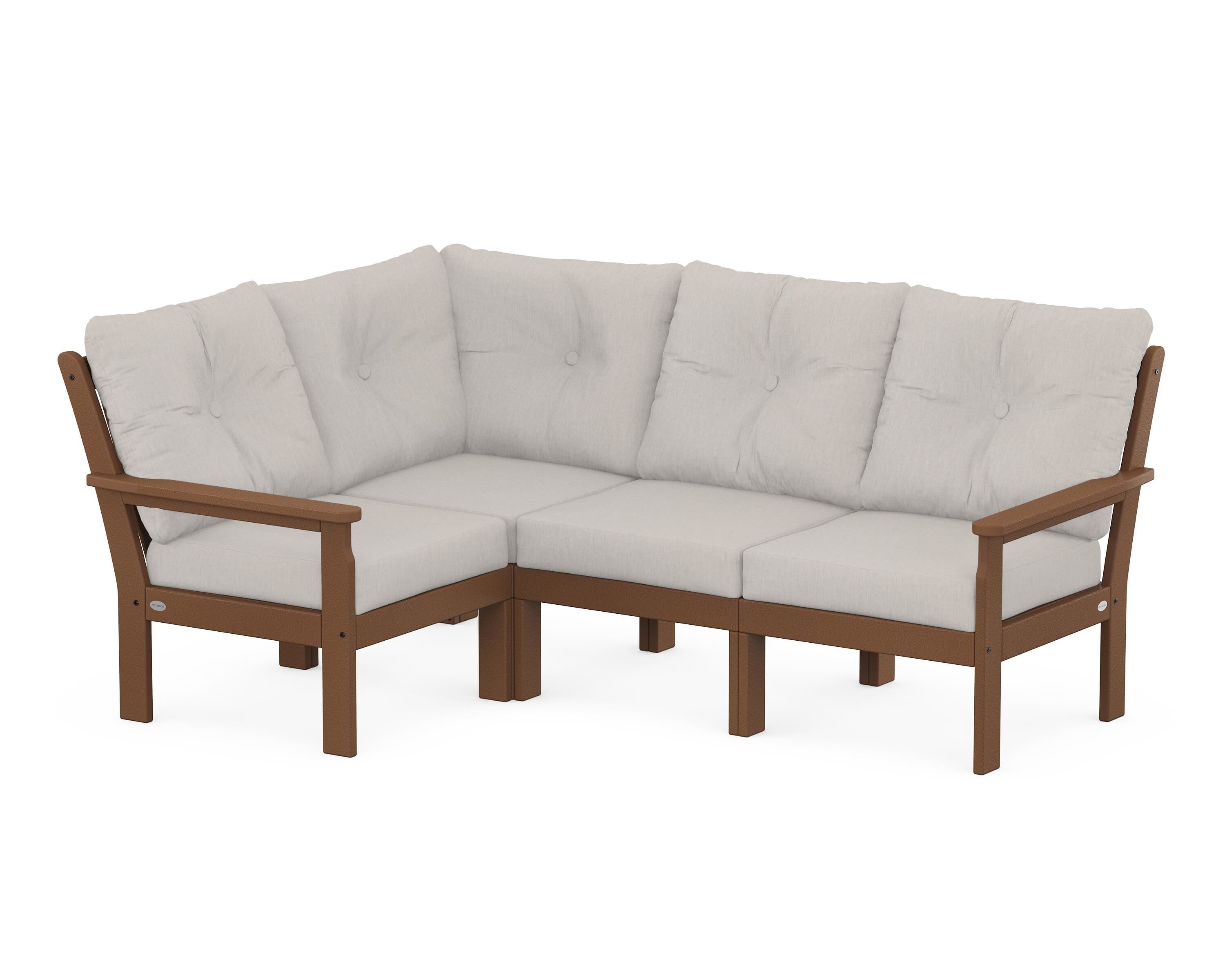 POLYWOOD® Vineyard 4-Piece Sectional in Teak / Cast Ash