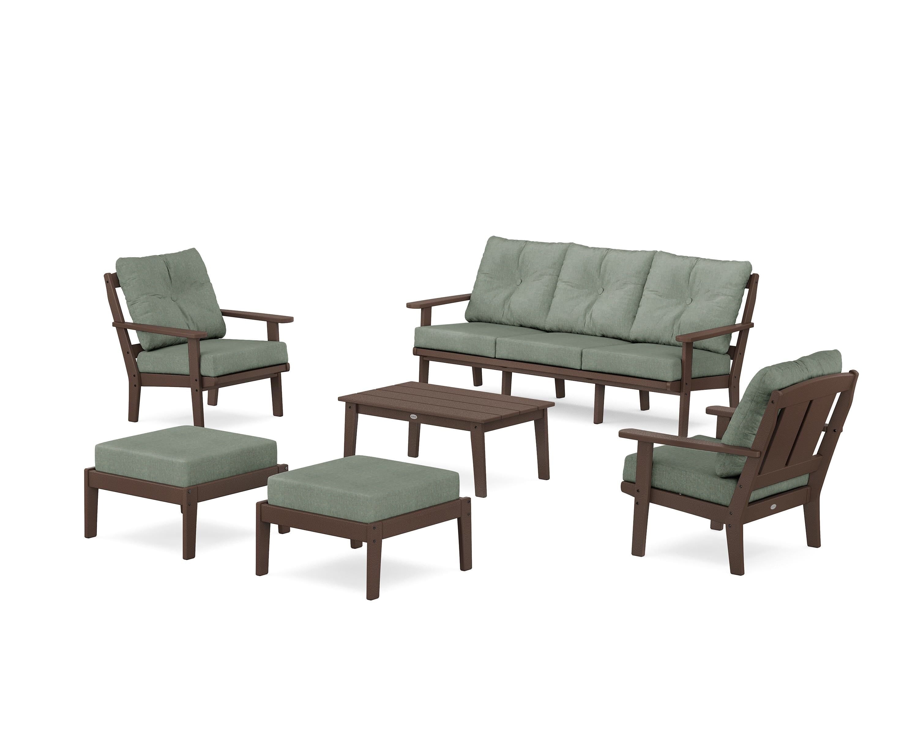 POLYWOOD® Mission 6-Piece Lounge Sofa Set in Mahogany / Cast Sage