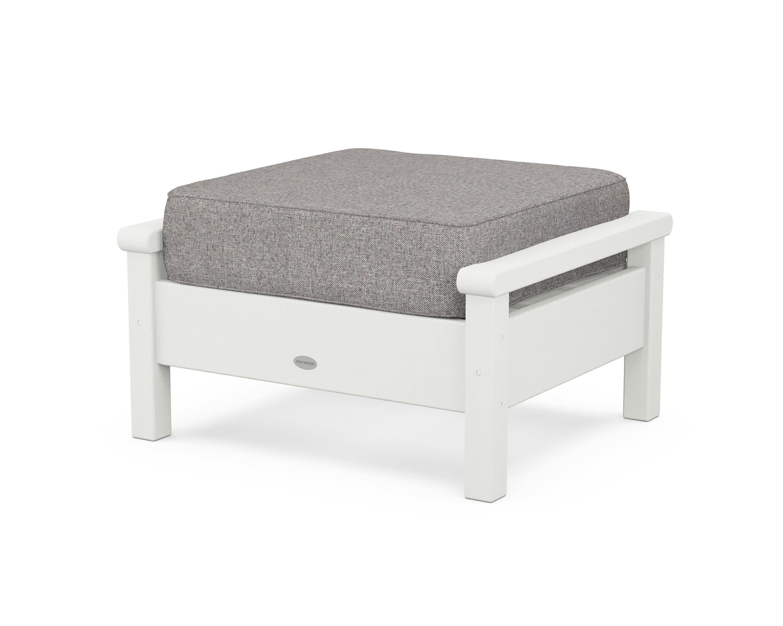 POLYWOOD® Harbour Deep Seating Ottoman in Vintage White / Grey Mist