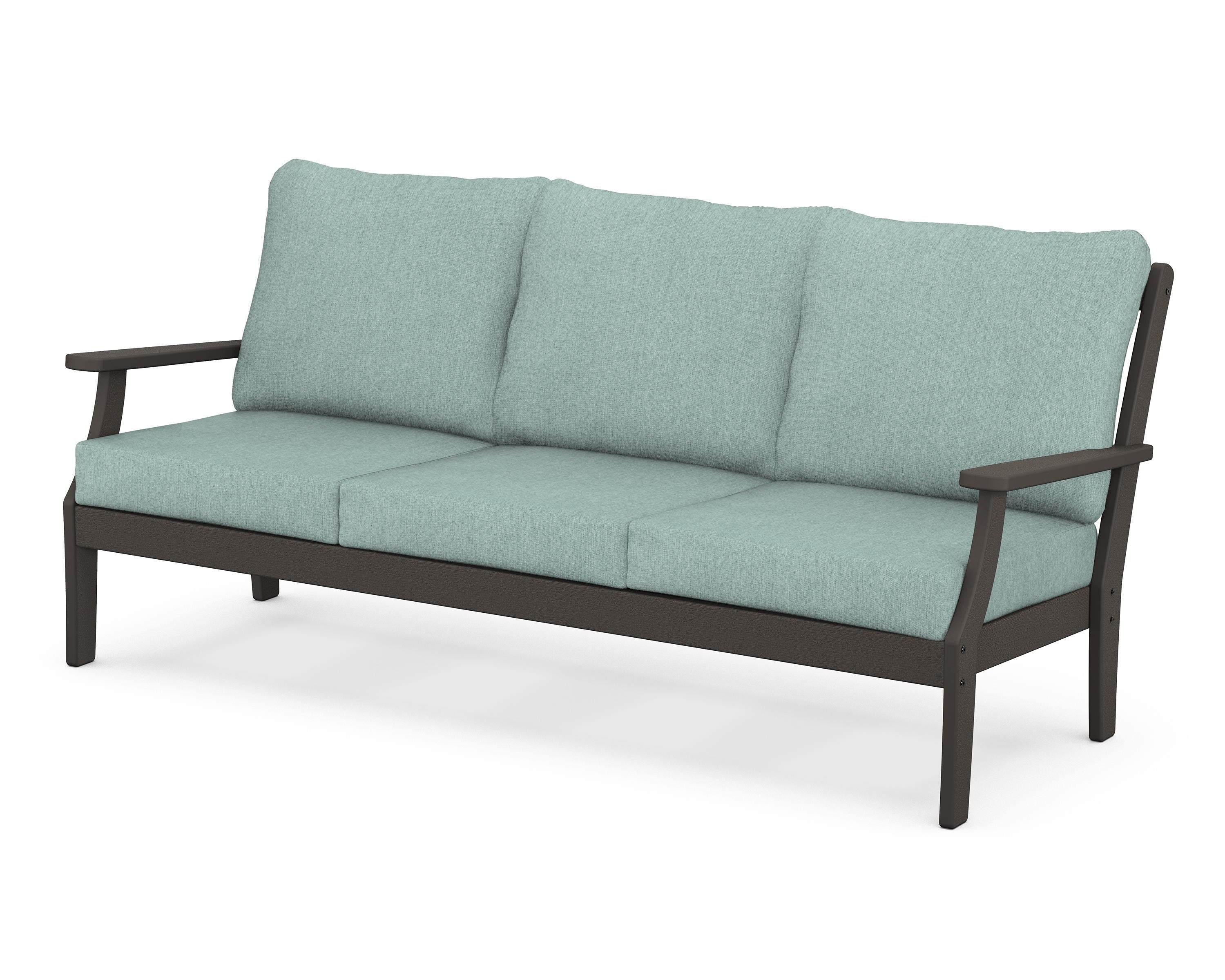POLYWOOD® Braxton Deep Seating Sofa in Vintage Coffee / Glacier Spa
