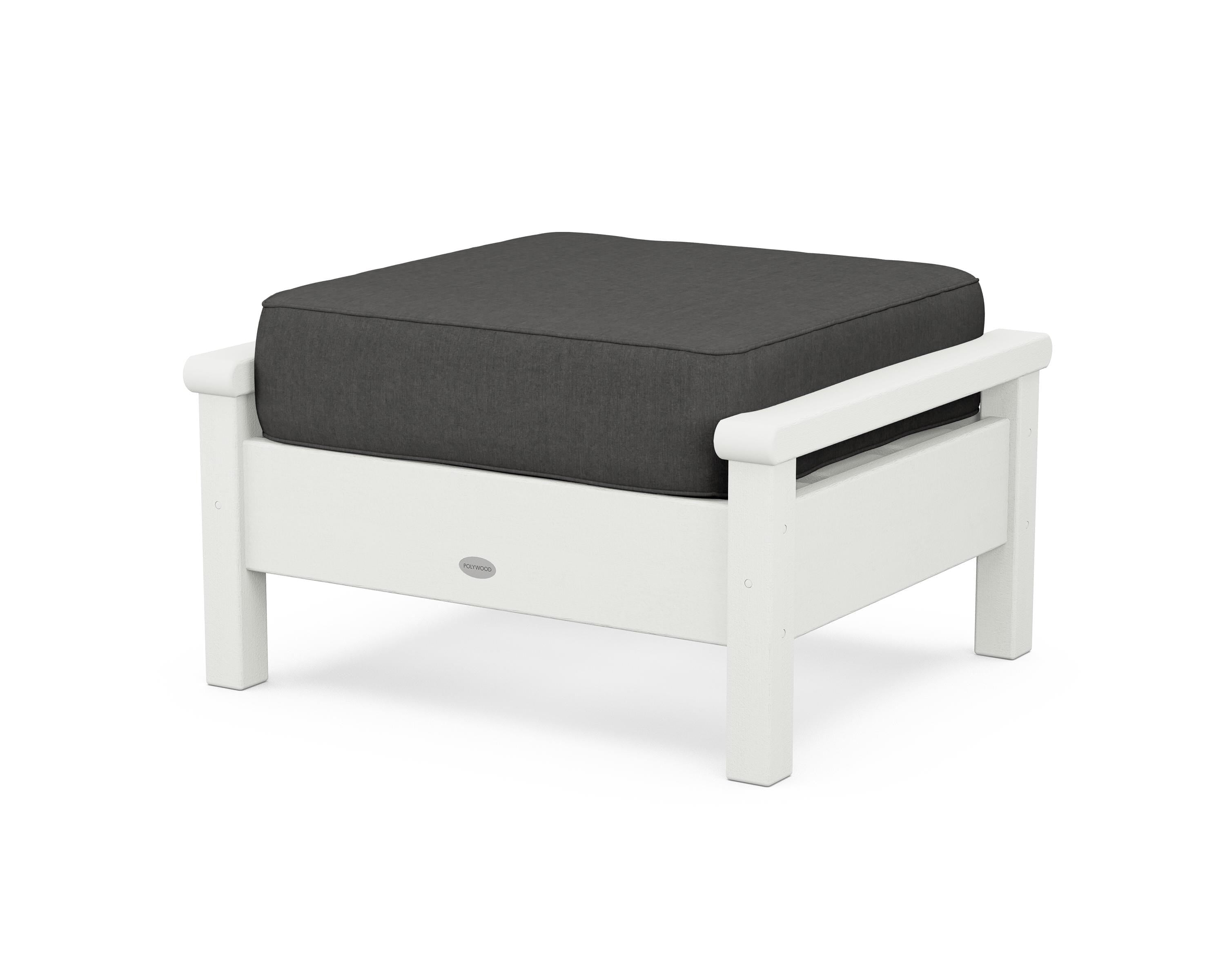 POLYWOOD® Harbour Deep Seating Ottoman in Vintage White / Spectrum Carbon