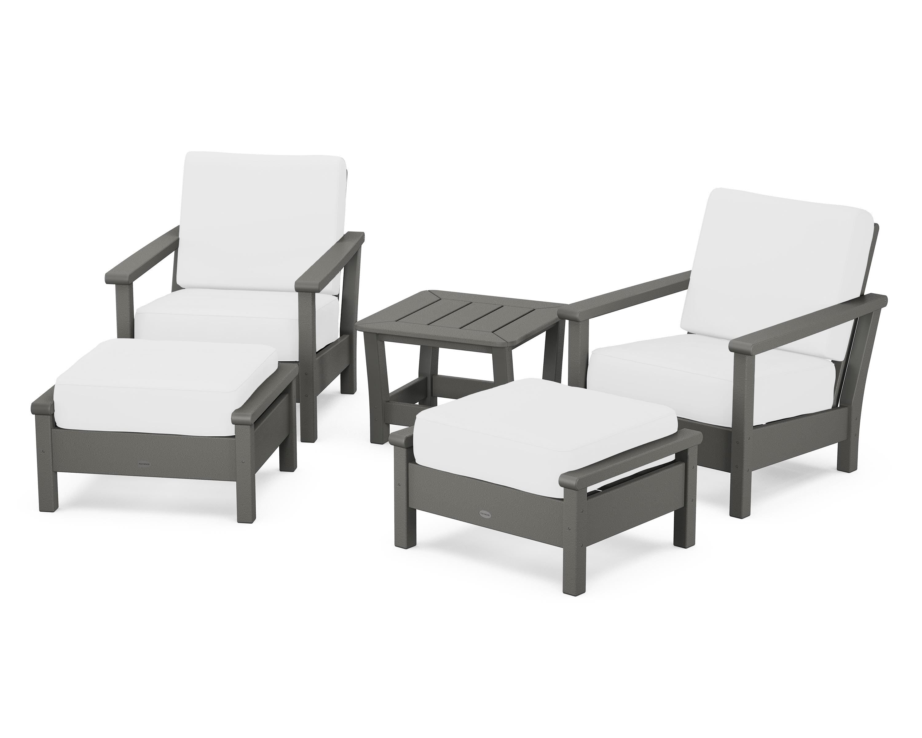 POLYWOOD® Harbour 5-Piece Deep Seating Chair Set in Slate Grey / Natural