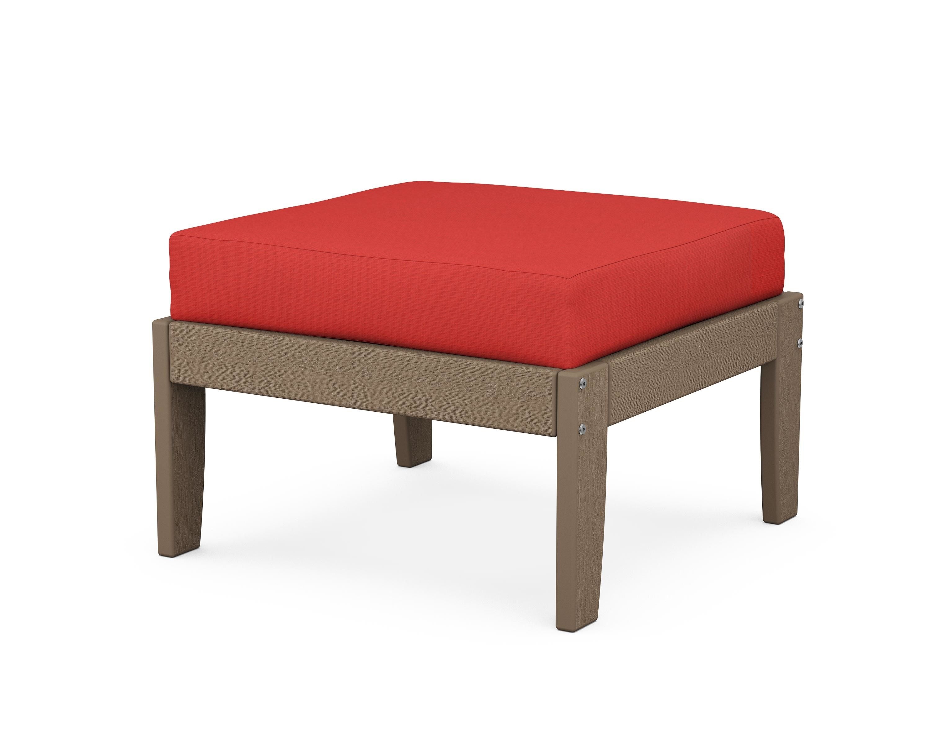 Unbranded Modular Ottoman - Classic in Vintage Sahara / Crimson Linen