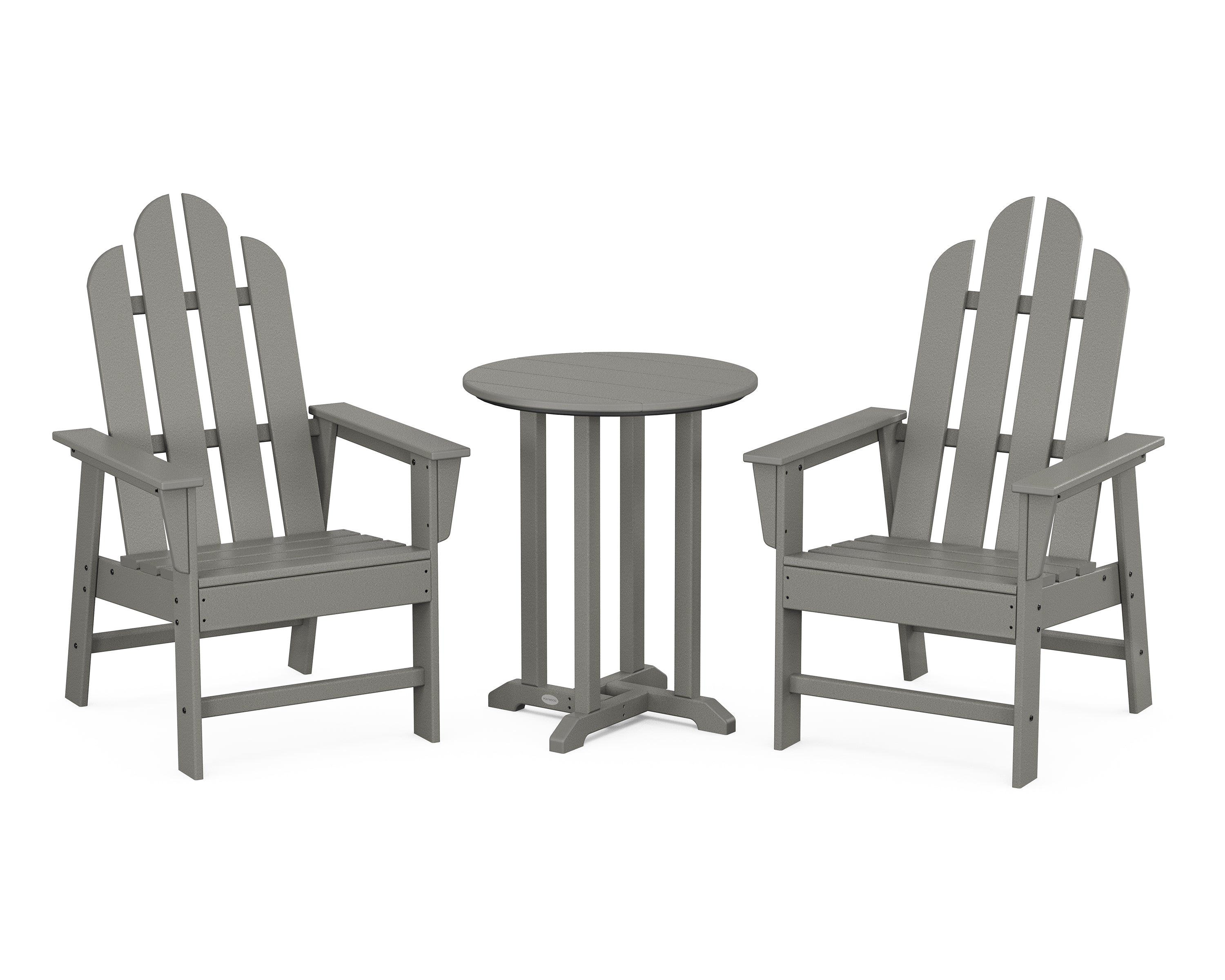 POLYWOOD® Long Island 3-Piece Round Bistro Dining Set in Slate Grey