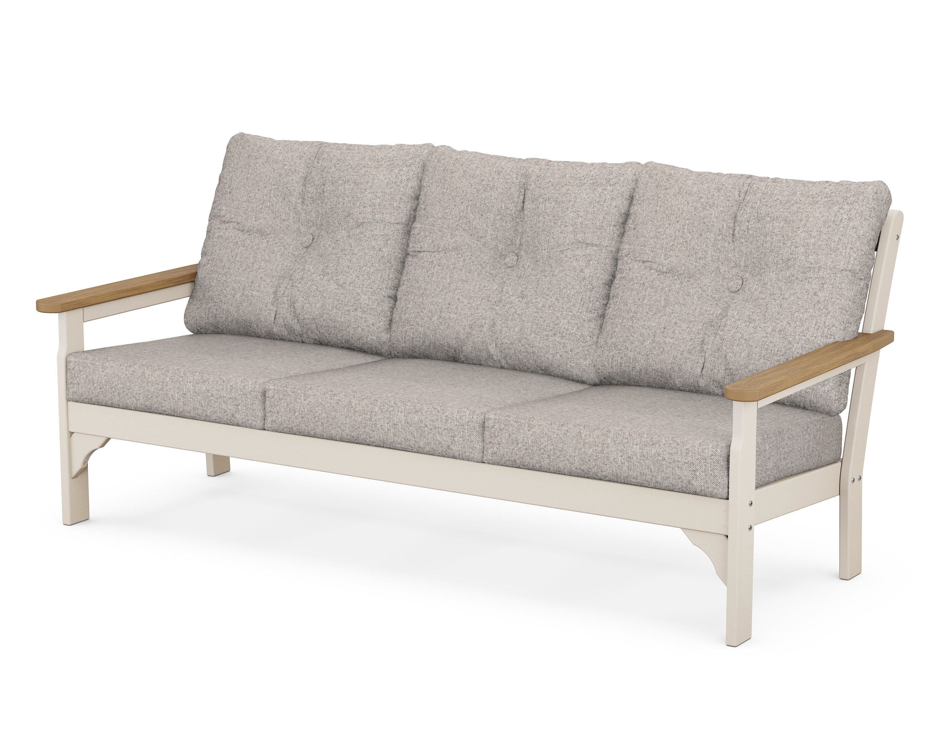 POLYWOOD® Vineyard Deep Seating Sofa in Sand / Natural / Weathered Tweed