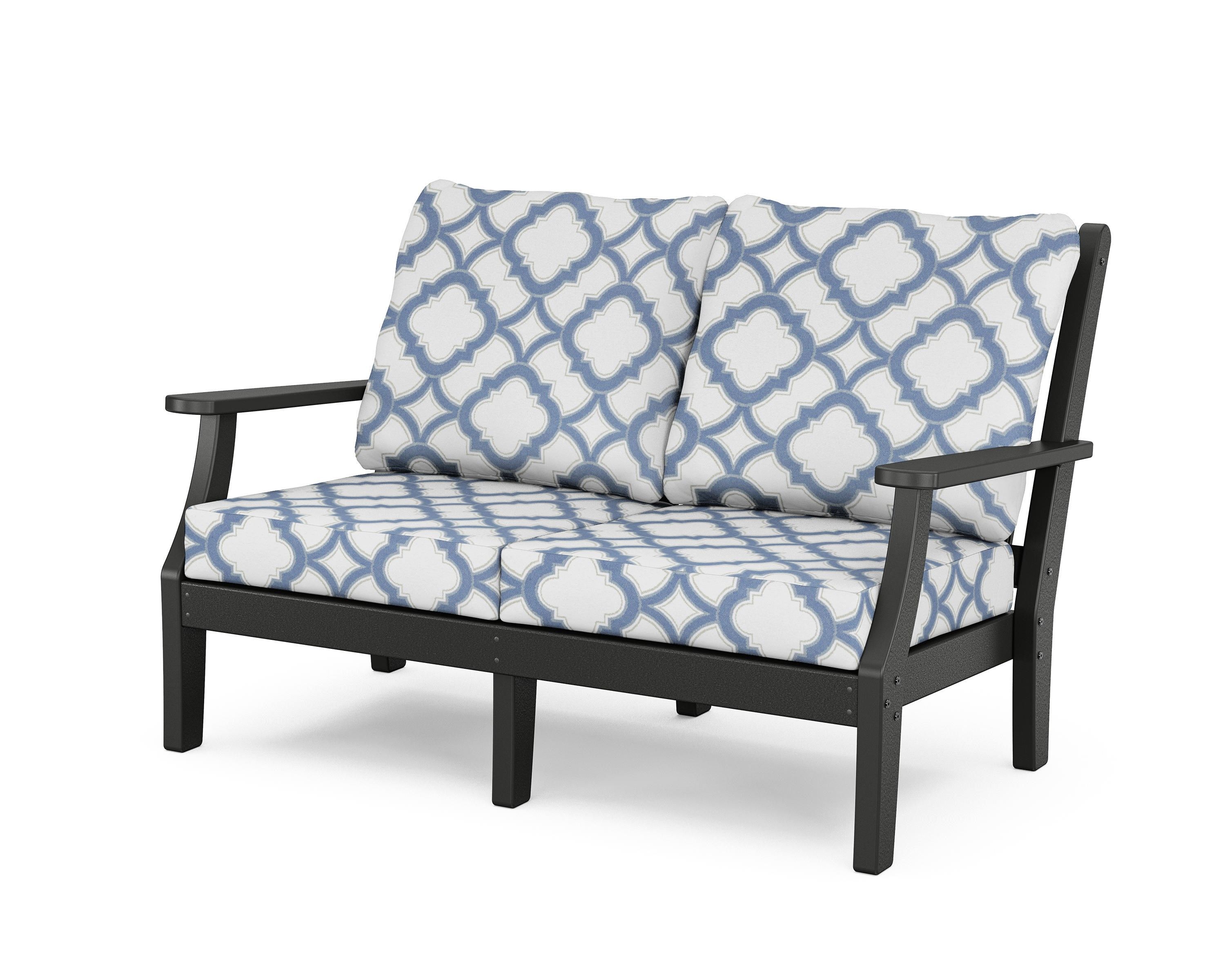 Country Living Wovendale Deep Seating Loveseat in Black / Trellis Sky Blue