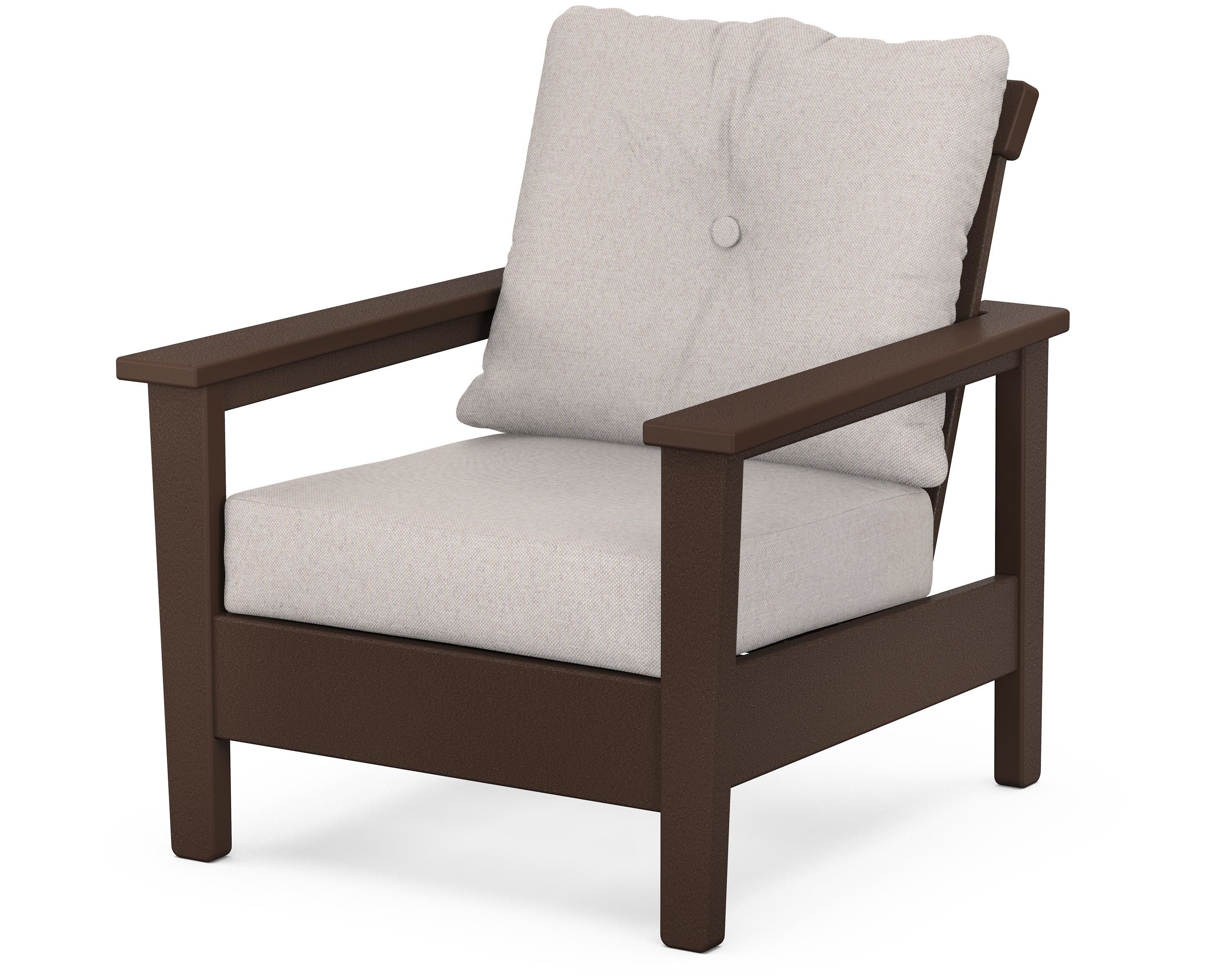 POLYWOOD® Prescott Deep Seating Chair in Mahogany / Dune Burlap